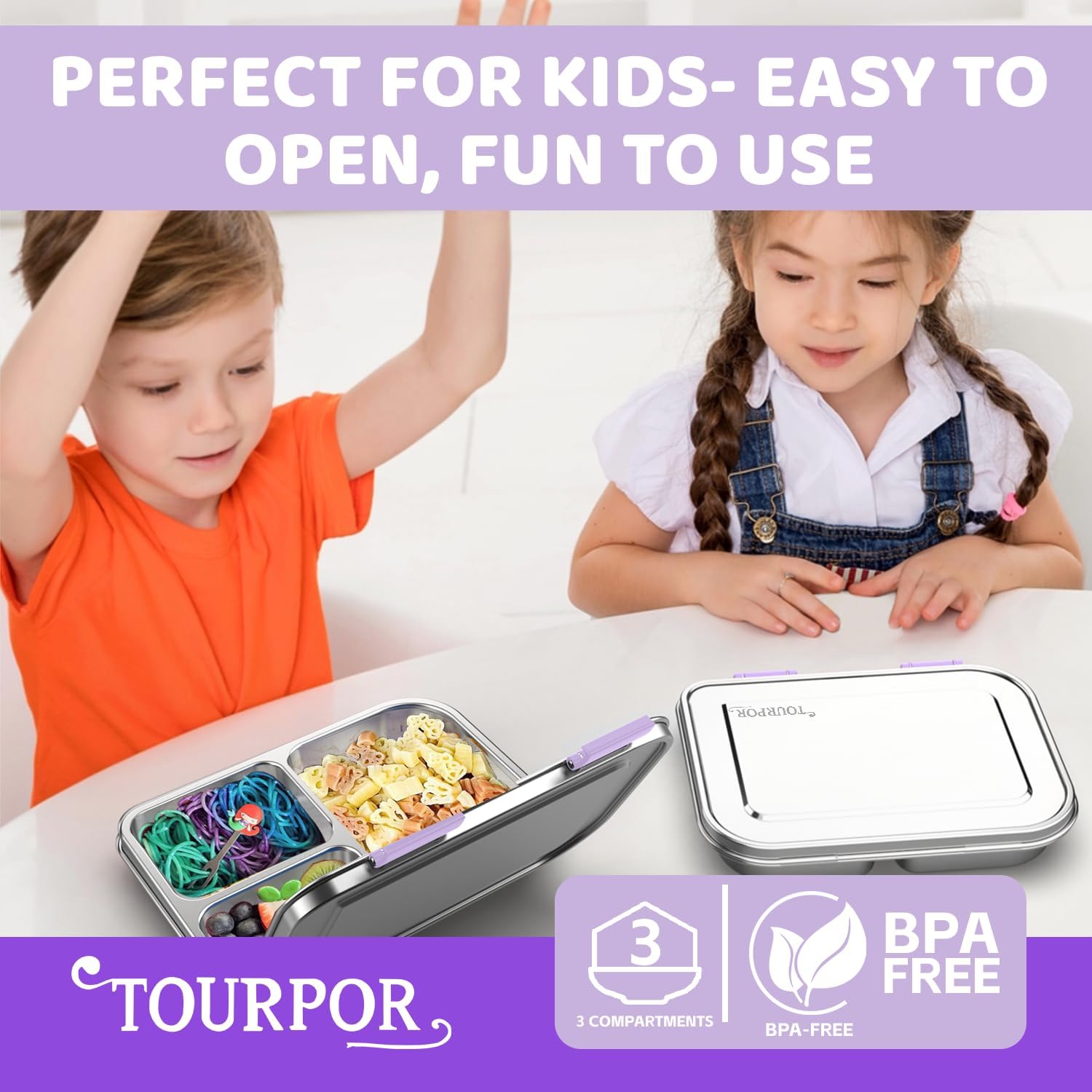 Stainless Steel Bento Box for Kids 1000ml - 3 Compartment Lunch Box for Adults, Leakproof Food Container, BPA-Free Metal Lunch Box with Silicone Seal, Eco-Friendly/Dishwasher Safe (Green) - Image 6