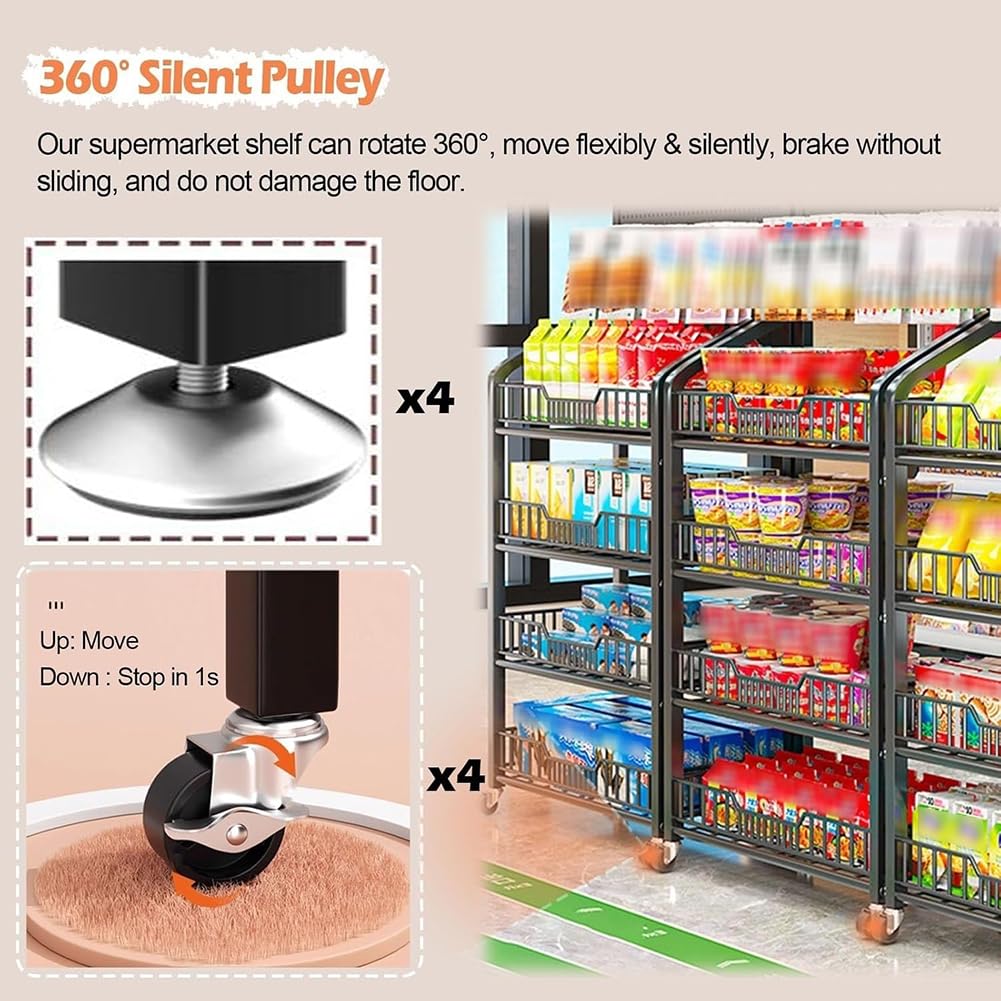 Le Retail - Espositore in metallo per trucioli di metallo Concess ack nizer, scaffale industriale con hoo per negozi di alimentari/dispensa, 60 cm, ideale per concessioni e vendita al dettaglio