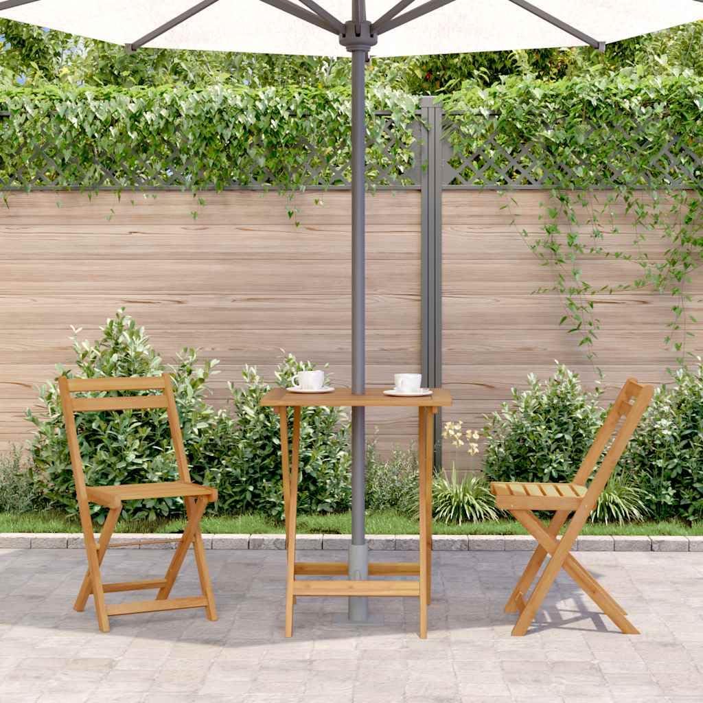 Garden Table Natural Wood Small Foldable Solid Acacia Wood Square Patio Table Outdoor Bistro Table Small Dining Table for Patio Side use