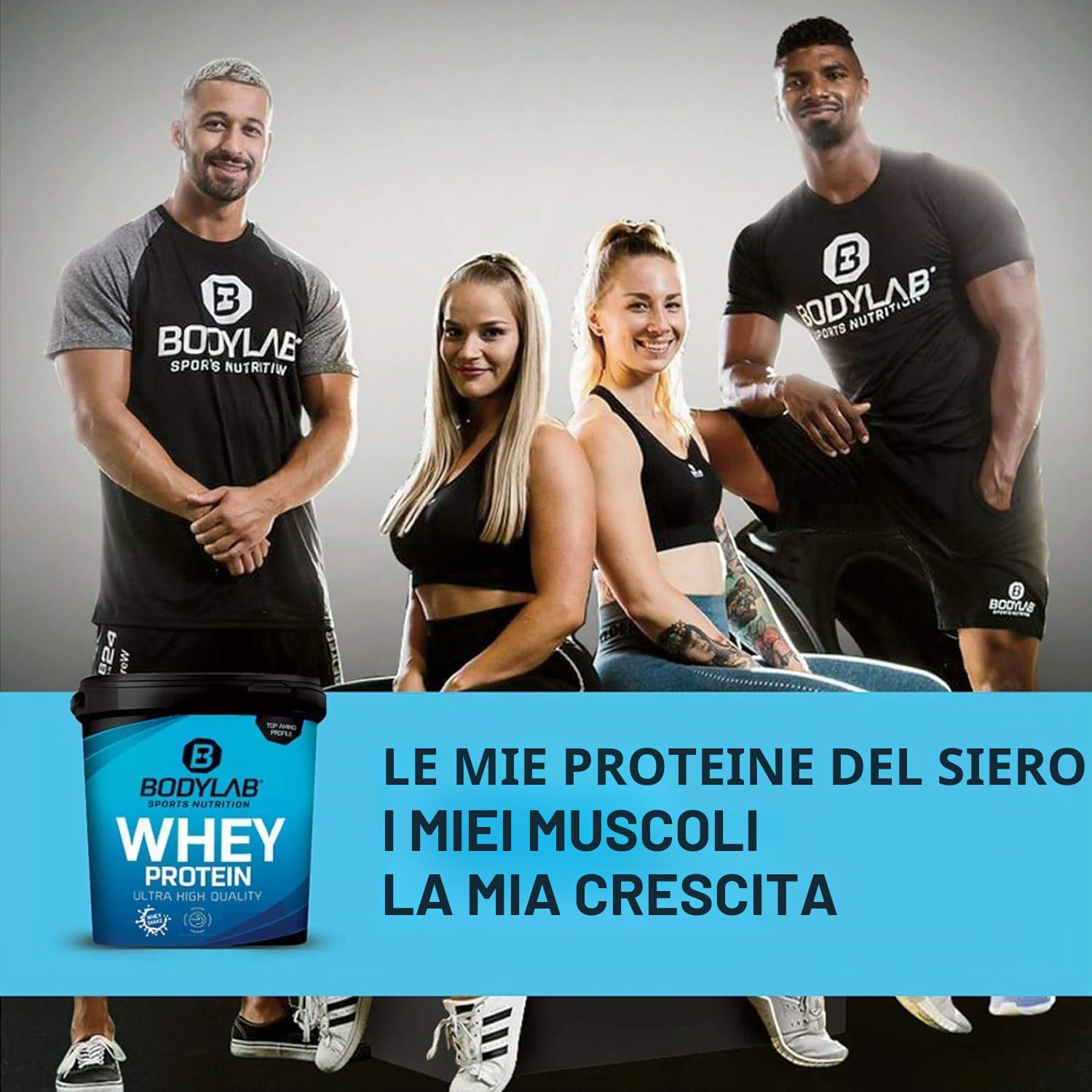 Bodylab24 Whey Protein Powder Cioccolato 2kg, proteine per muscoli più forti, whey può promuovere la costruzione dei muscoli, con 80% di proteine, senza aspartamee