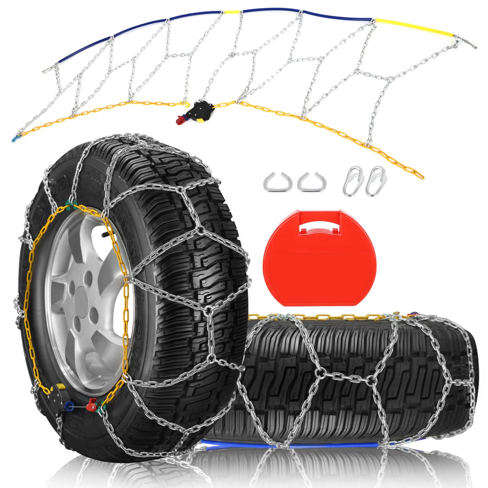 GDSMOTU HKN100 Snow Chains For Car Pickup Trucks SUV Universal Snow Tire Chains Emergency Anti-Skid Thickening Tire Chains Tire Traction Chain,