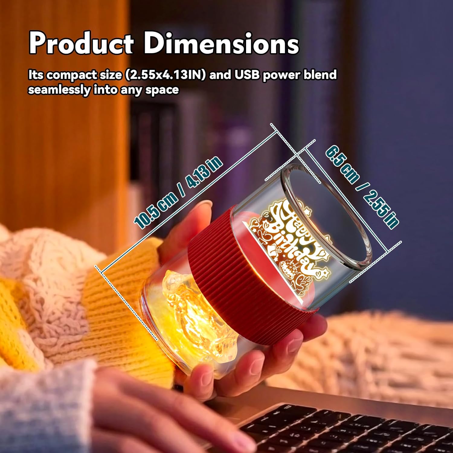 Happy Birthday Light for Table 3D Rose Flip LED Night Lights Color Changing Dimmable USB-C Input Rechargeable Touch Control Birthday Gift Lamps for Women Wife Mom Daughter - Image 2