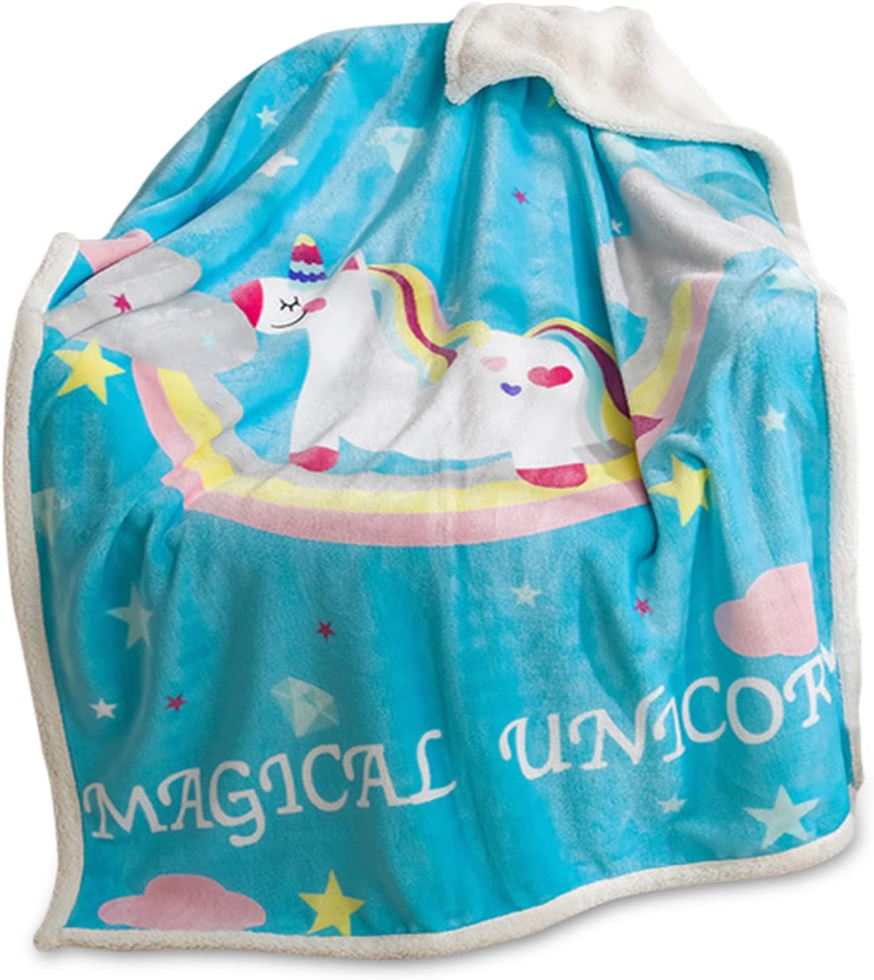 Ergocar Cartoon Sherpa Blanket, Fluffy Soft Boys Girls Blankets Animals Printed, Decorative Throws Blankets, Throw Blanket Reversible for Couch Bed Sofa, Birthday Gifts