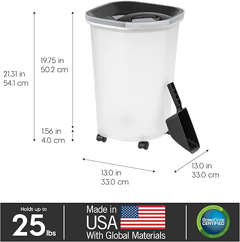 Vista 51 de IRIS USA - Recipiente hermético de 25 libras/33 cuartos de galón. IRIS USA WeatherPro - Contenedor hermético para alimentos para mascotas, con Negro