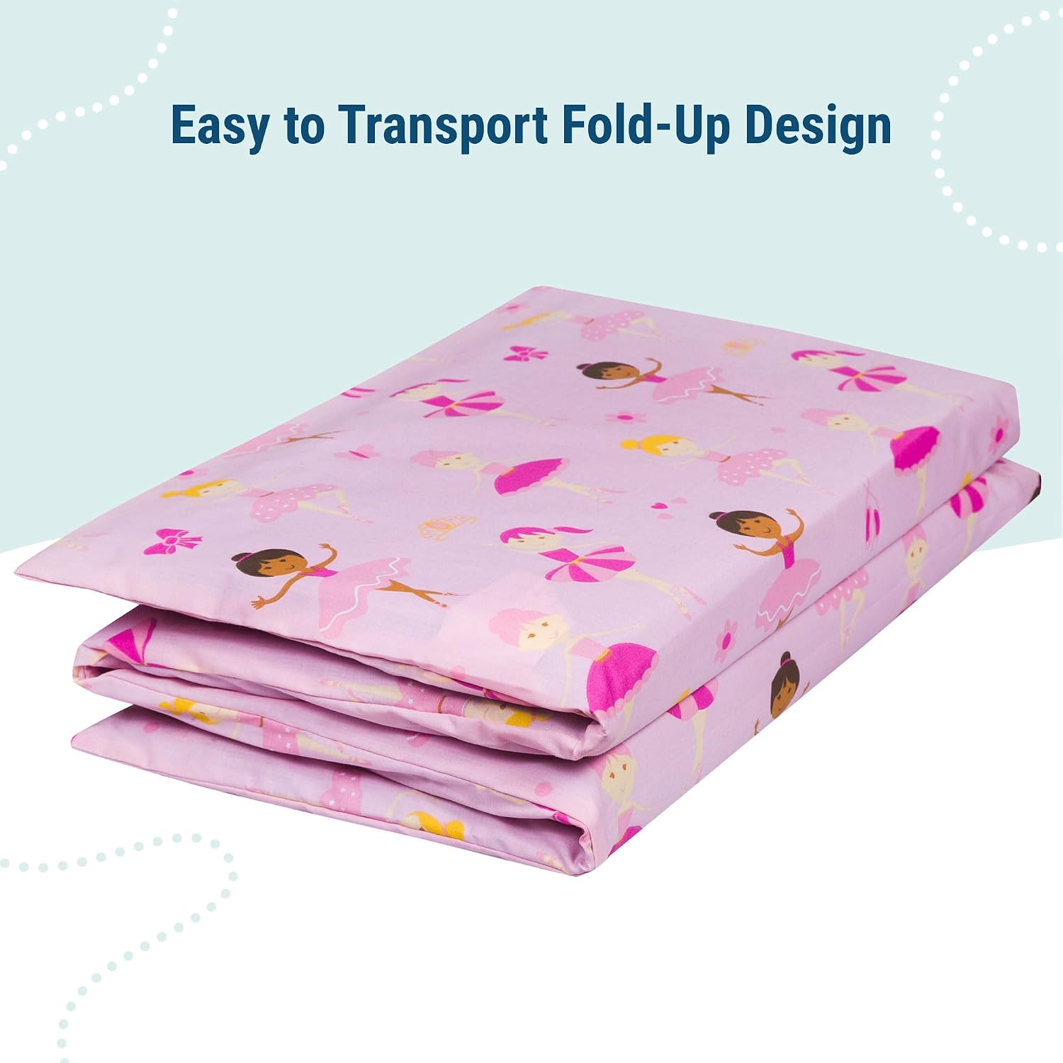 Wildkin Kids Cotton Nap Mat Cover for Girls – Soft Replacement Cover with Sewn-in Flap, Fits 1.5" Vinyl Sleep Mats, Machine Washable, Daycare & Preschool, Ages 2–6 – Ballerina