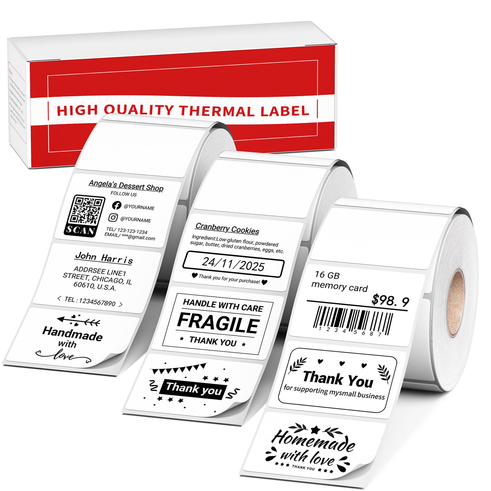 M110/M100 Thermal Labels 1.57"x1.18"(40x30mm), for M220/ M221/ M100/ M110/ M250/ M260 Printer, Original White Print Master Label Refill Compatible