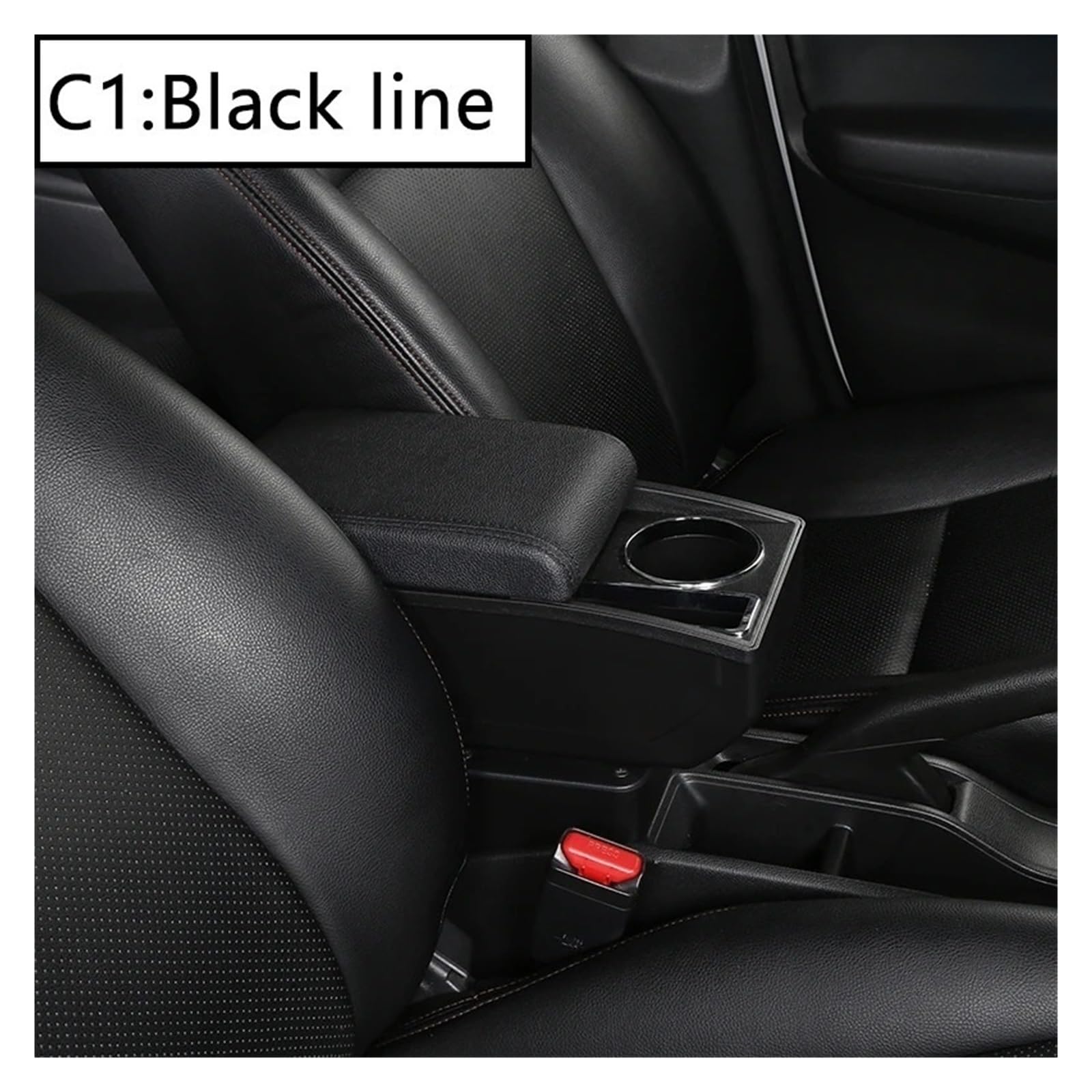Couverture d'accoudoir de voiture Accoudoir Central Intérieur Sans USB, Pour Peugeot 207, 207CC | C1 black line