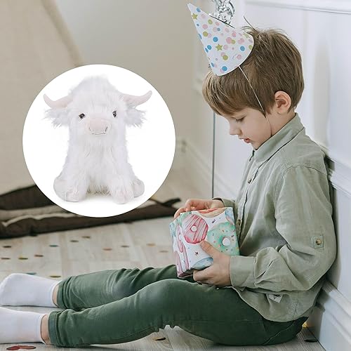 Miniatura 7 de Peluche de vaca escocesa de las tierras altas, animales de peluche realistas de vaca suave, juguete de peluche de acompañamiento de vaca de las