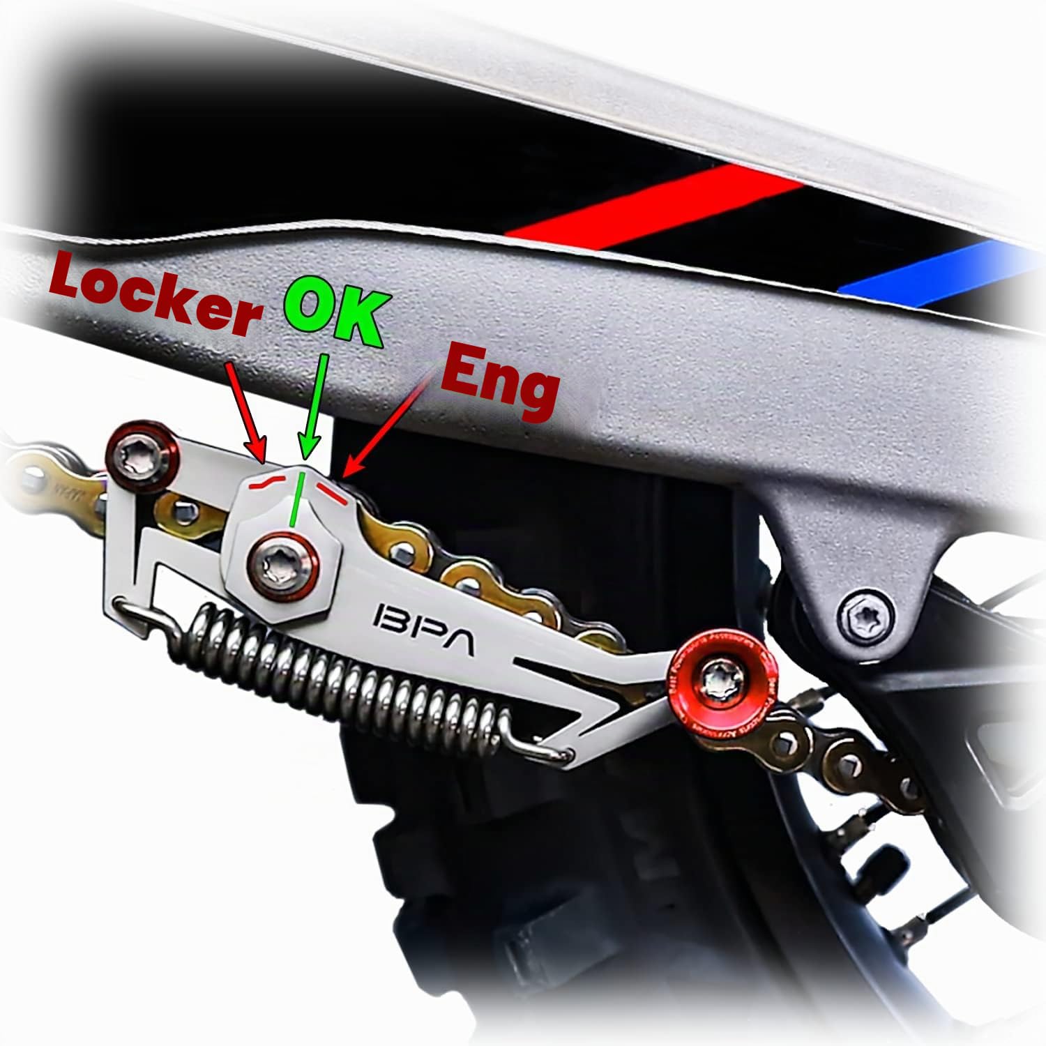 BPA-Renn-Motorrad-Ketten-Einstellwerkzeug – Innovatives Kettenspannwerkzeug für einfache, schnelle und präzise Kettenschlack-Anpassung – Slack-Setter-Werkzeug (rot)