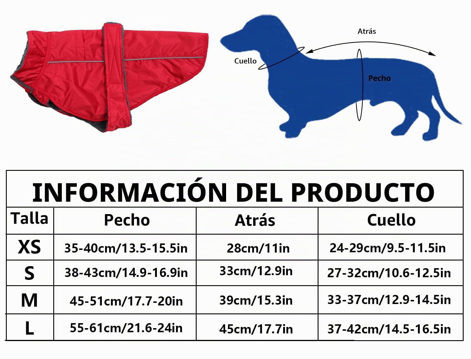 Chubasquero para Perro MOREZI, Capa Exterior Impermeable, Forro Polar, Ribete Reflectante y cinturón Ajustable, Apto para Perros Salchicha-Rojo-M