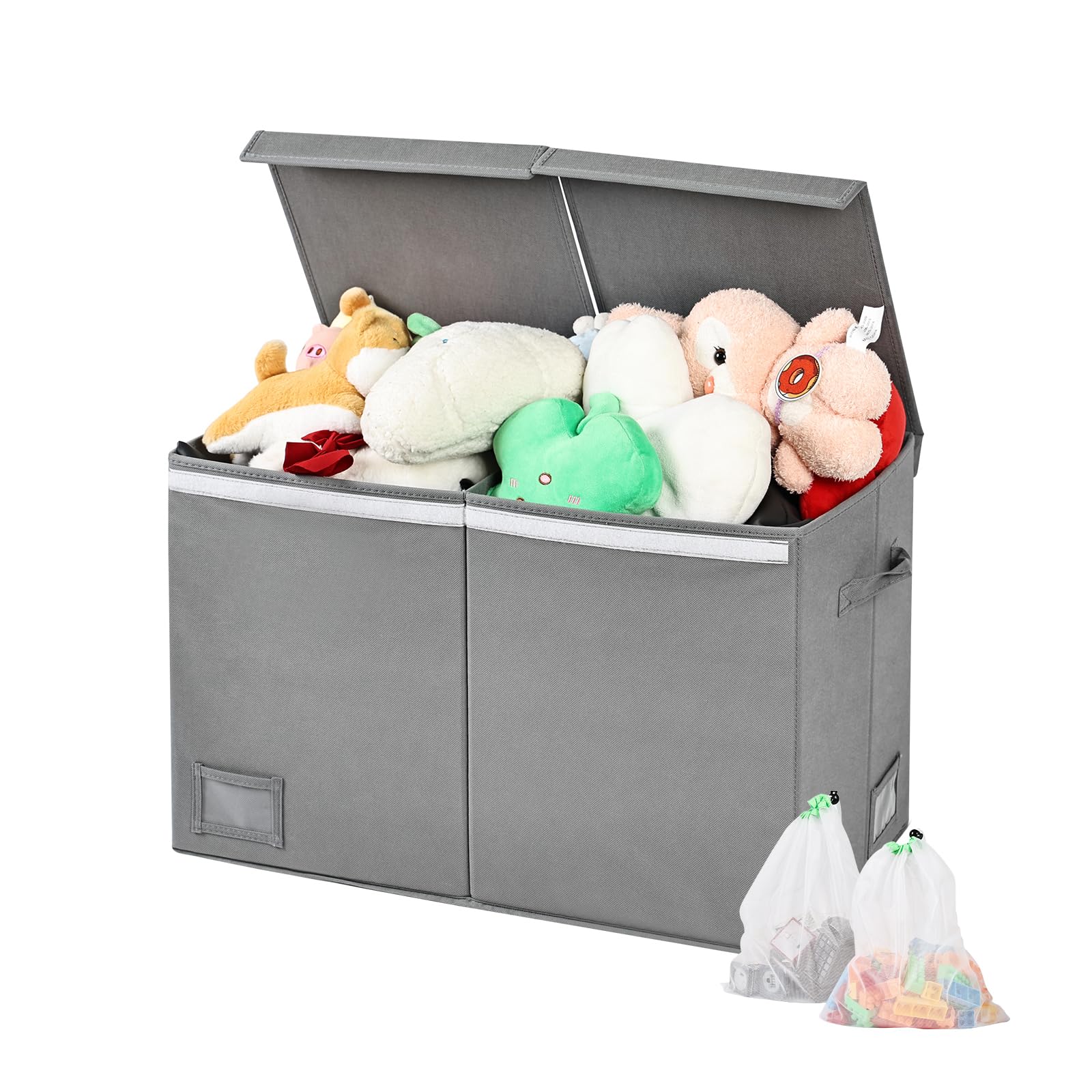 HEYCOOK Toys Storage Organiser, 72L Soft Toy Storage Box Large, Kids' Toy Chests & Boxes, Childrens Toy Storage Box with Lid (Grey)