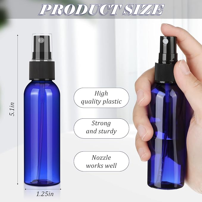 Nuogo 100 botellas plásticas de spray 2 oz azul miniatura 2