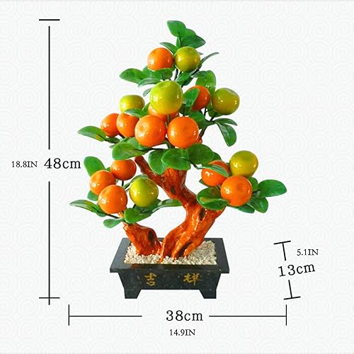 Miniatura 2 de Bonsái artificial, árbol de bonsái artificial, plantas artificiales en maceta, tallado de jade, bonsái naranja para decoración del hogar, oficina,