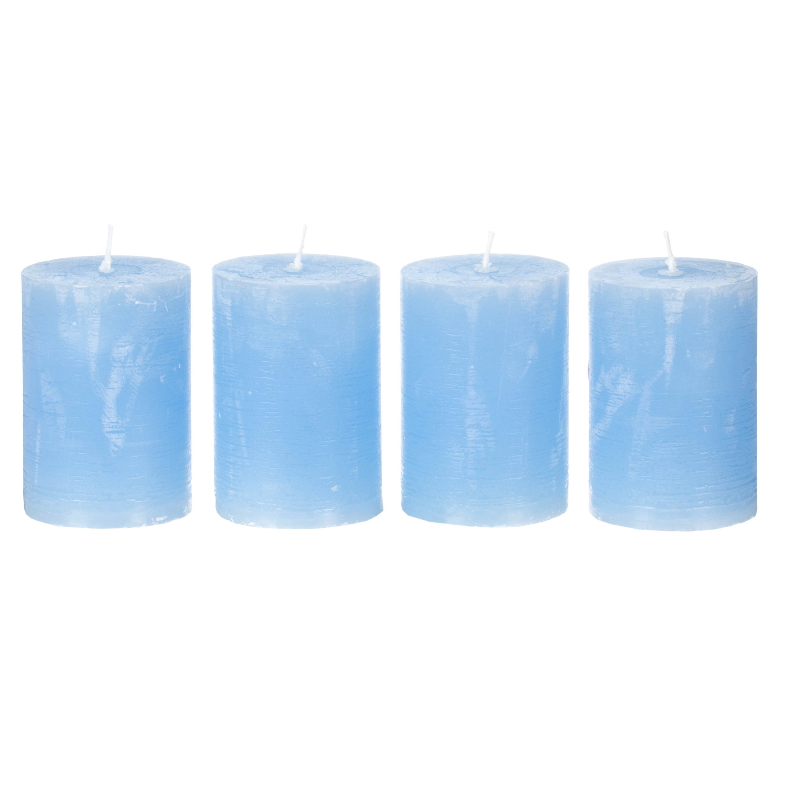 Adventstumpenkerzen rustik hellblau 60 x 80 mm