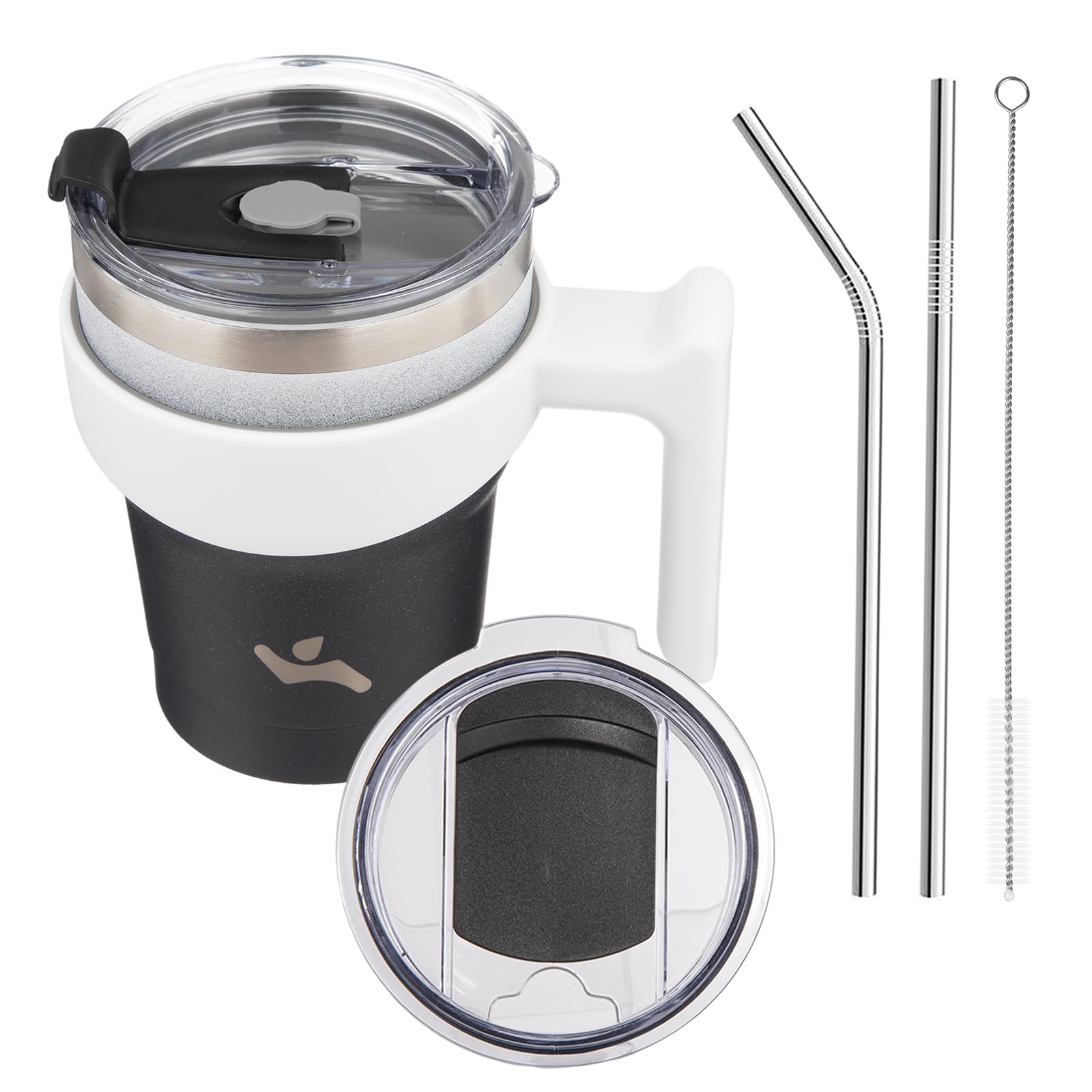 Konokyo 10 oz Tumbler with Handle and Straw, Insulated Travel Mug