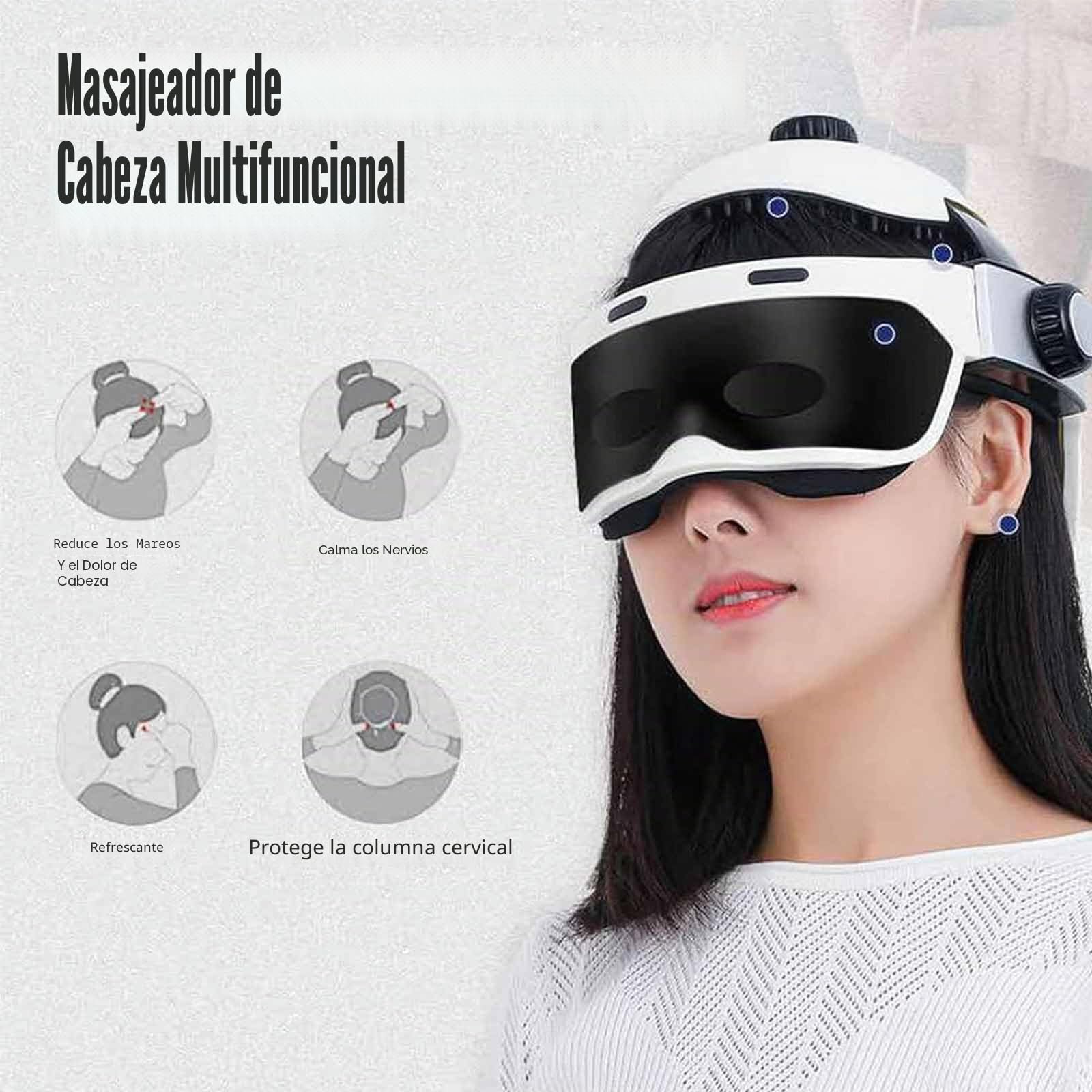 ERICAT Casco De Masaje Eléctrico para Cabeza, Masajeador De Vibración por Presión De Aire con Control Remoto Y 5 Modos, Masaje De 360 ​​Grados Y Compresa Caliente a 42 ℃, para Promover La Circulación