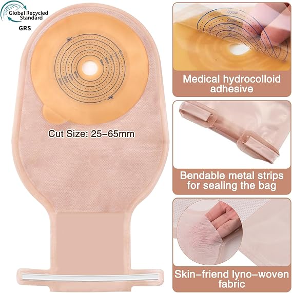 100PCS Colostomy Bags One Piece Ostomy Bag with Clamp Closure