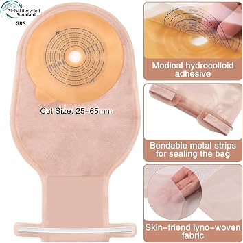 100PCS Colostomy Bags One Piece Ostomy Bag with Clamp Closure