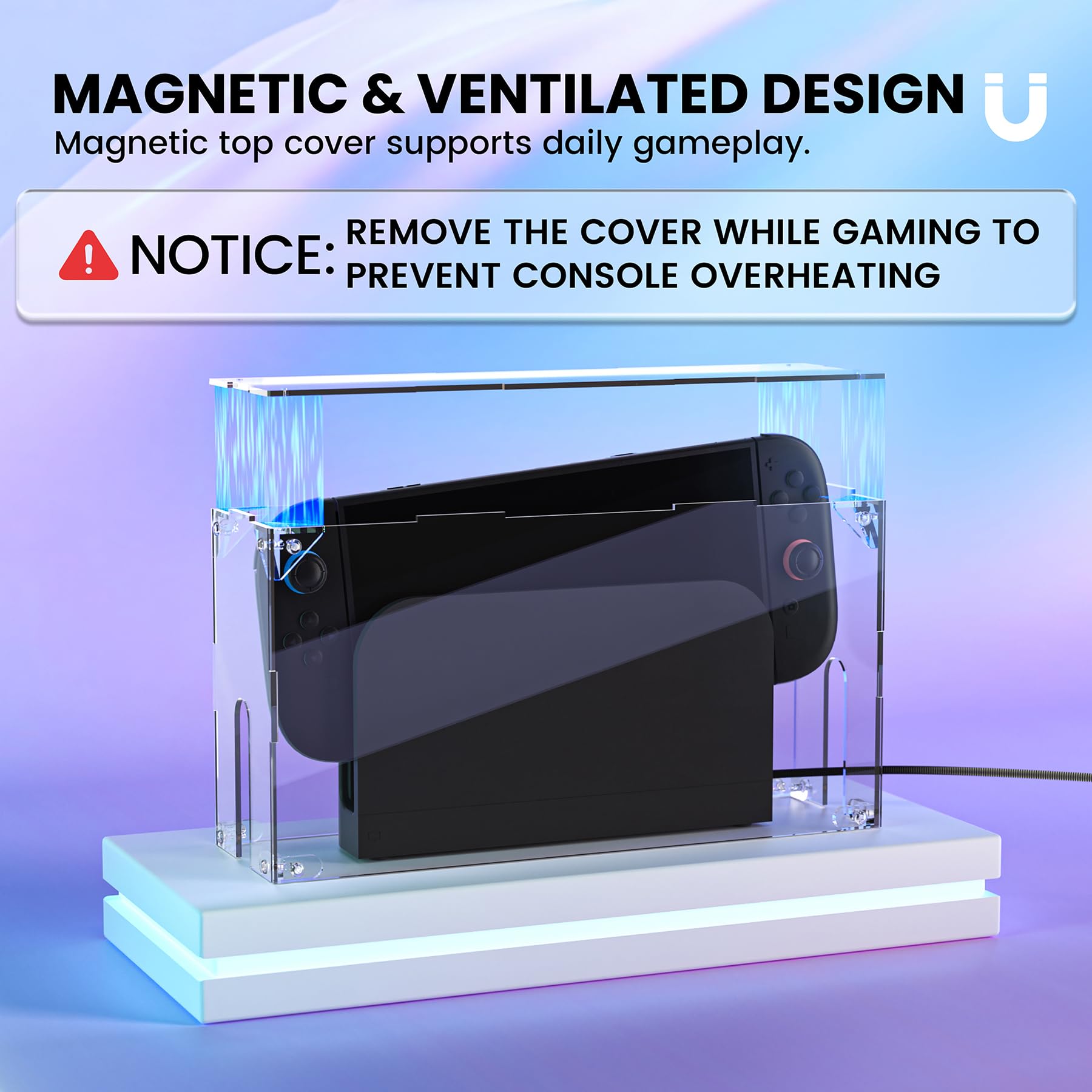 PlayVital Coque Anti-Poussière pour Switch 2 Console,Housse Étui de Protection pour Switch 2 Chargeur Dock Cover Acrylique Boîte d'Affichage Anti-Rayures Étanche/Assemble-Clair