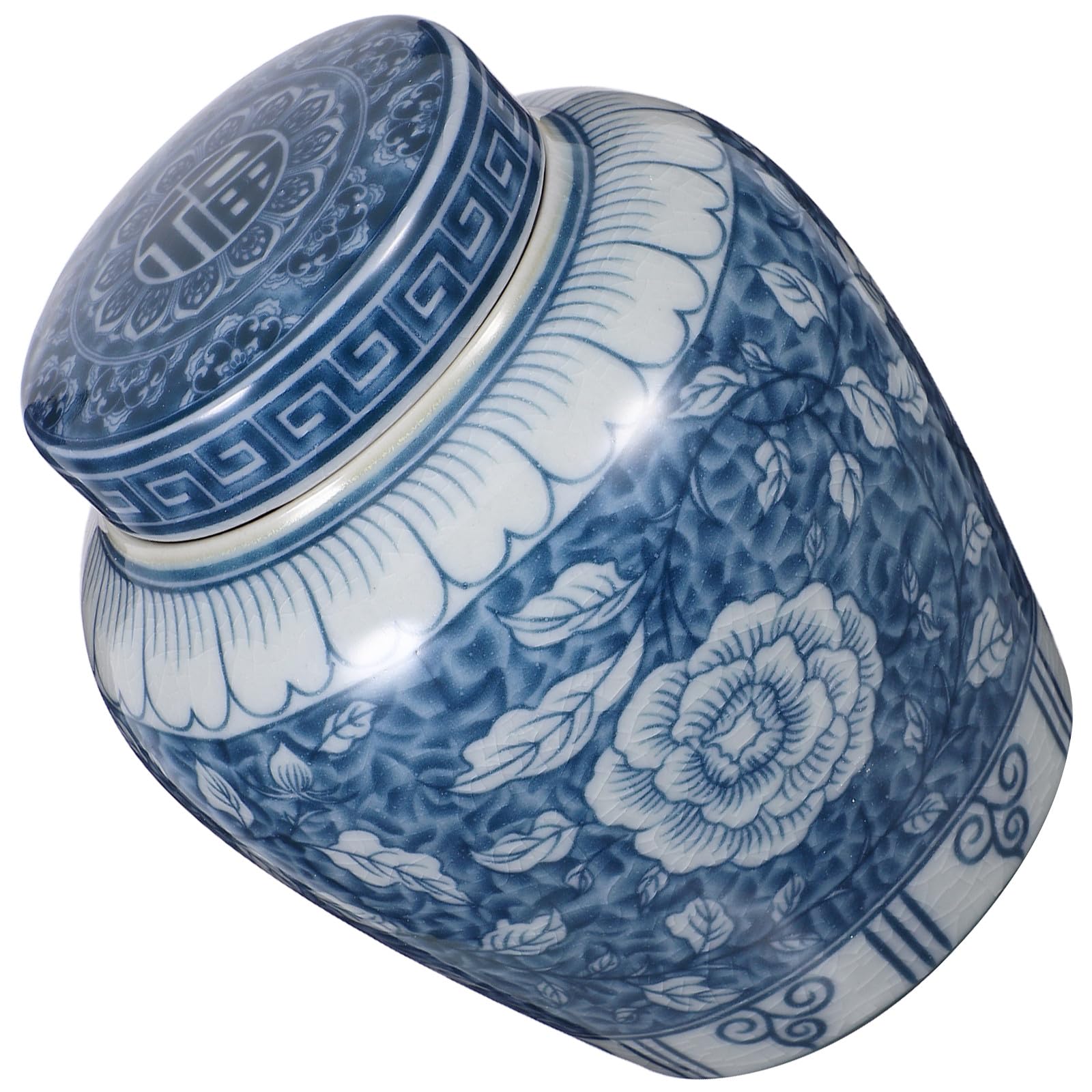Kichvoe Blau Weiße Porzellan Teedose aus Keramik 800 Ml mit Luftdichtem Deckel Dekorative Aufbewahrung für Tee Kaffee und Gewürze Chinesische Keramikdose mit Pfingstrosen Muster