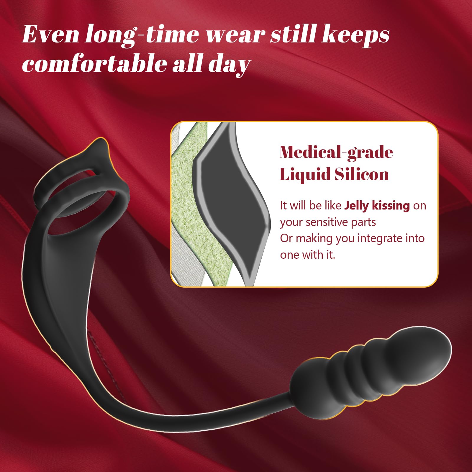 Vibrating Cock Ring Taint Stimulator with Mini Bullet, Remote Control Anal Butt Plug Prostate Massager Penis Ring Male Vibrators for Men Pleasure Sex Toys for Adult Couples: Blackthrusting