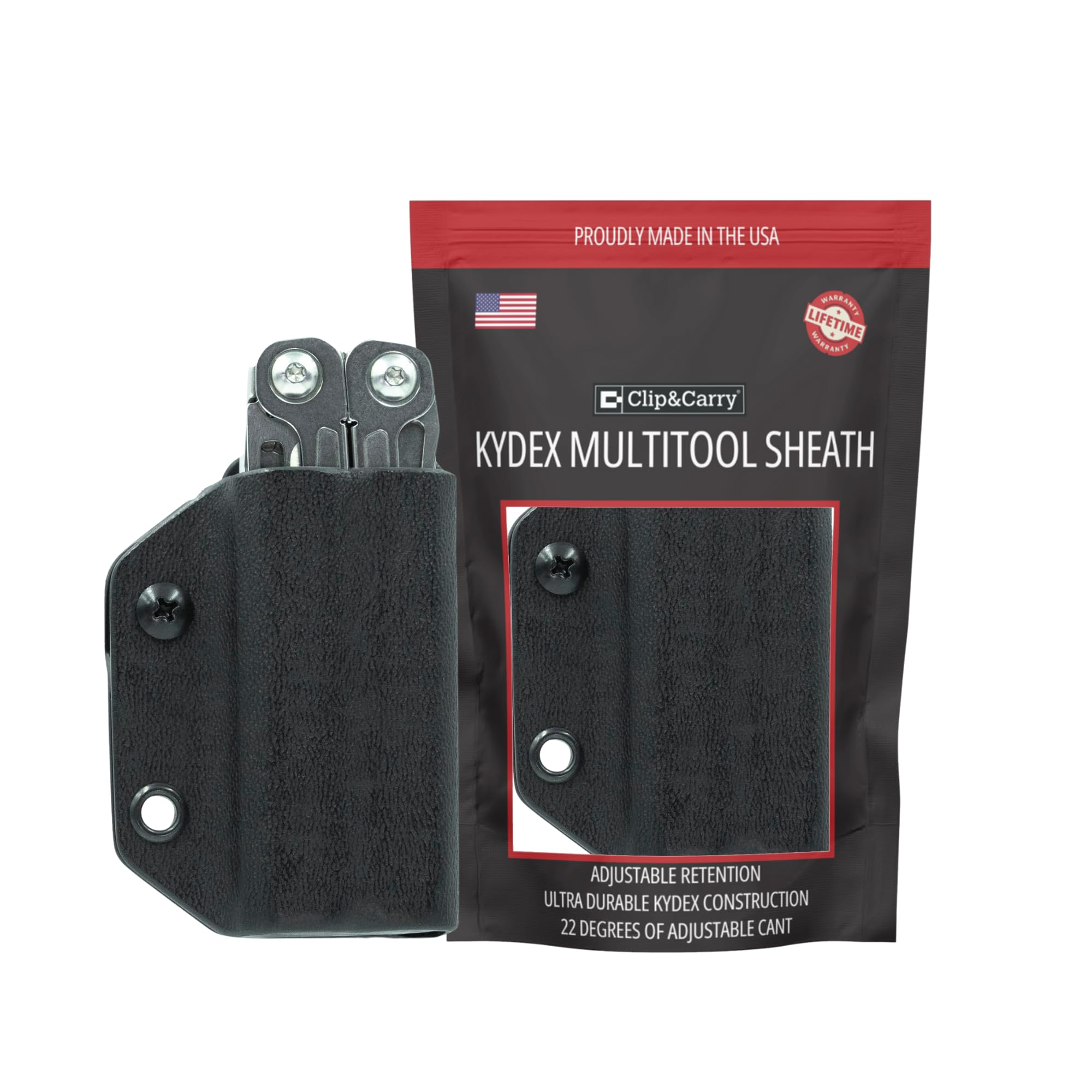Clip & Carry Multi,Black Kydex Multitool Sheath For The Leatherman Wingman/Sidekick/Rebar/Rev - Made In Usa - Edc Multi Tool Sheath Holder Holster Cover - Black