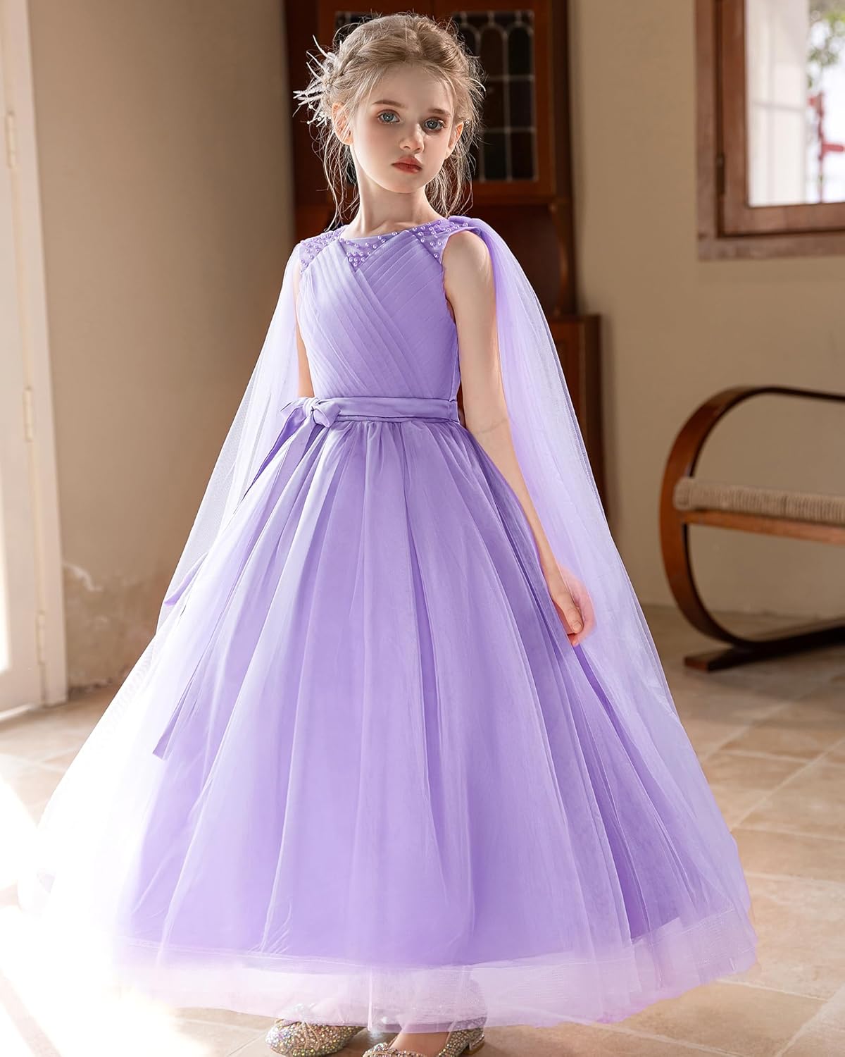 Flower Girls Tulle Dress Bridesmaid Formal Wedding Kids Pageant Princess Prom Birthday Party Ball Gown