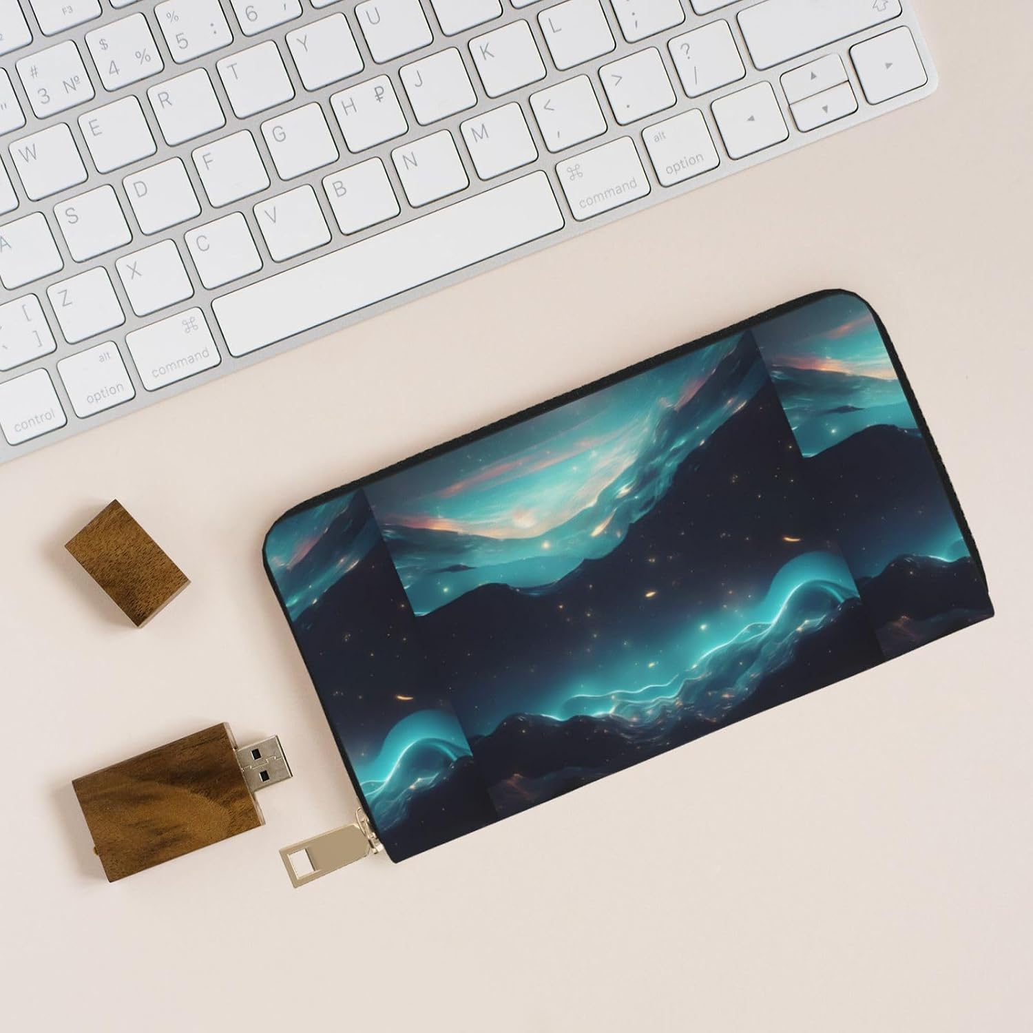 Science Fiction Stars Unisex Long Microfiber Leather Wallet With Metal Zipper For Office Travel Dating Gifts