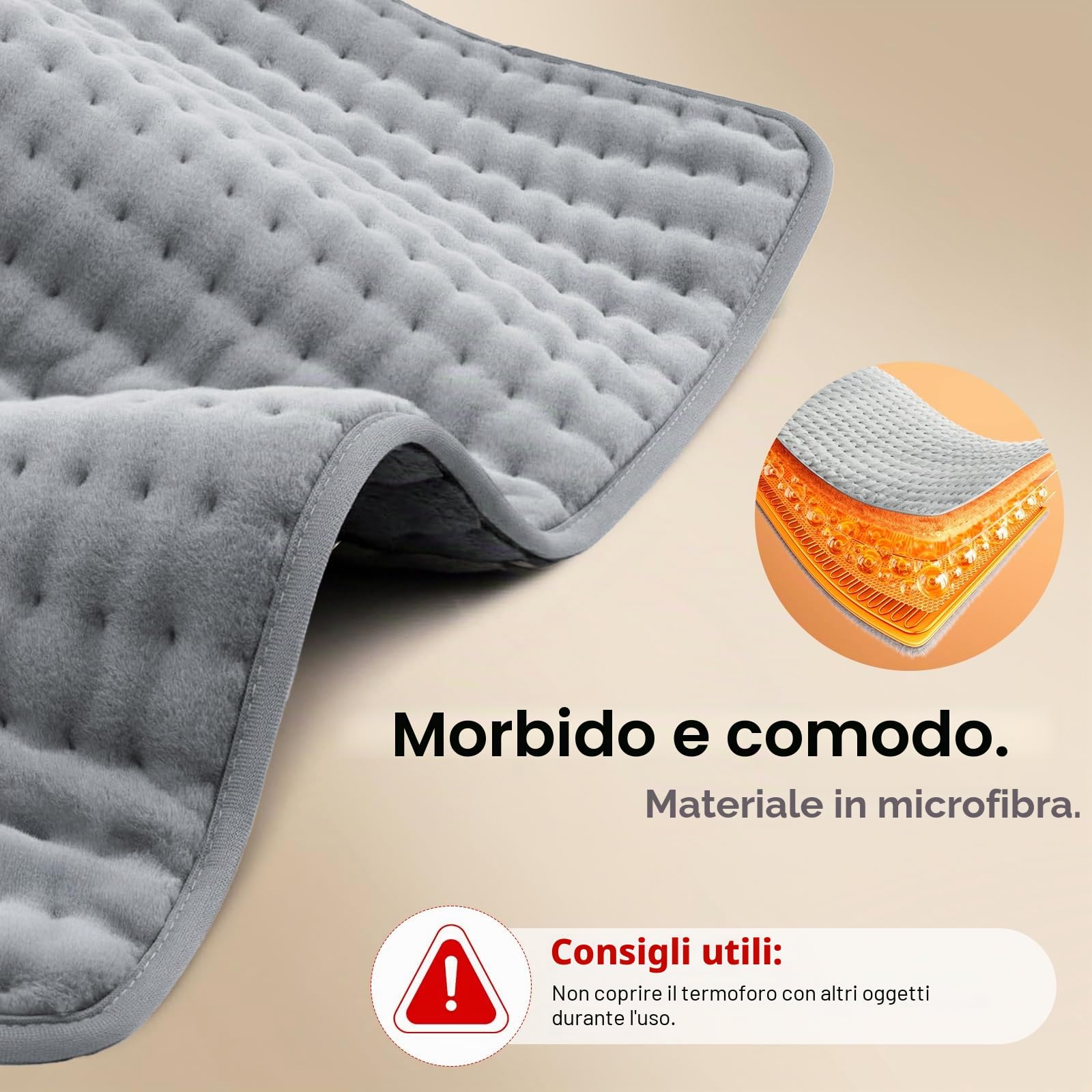 Cuscino riscaldante elettrico 43 X 84 cm con spegnimento automatico e 9 impostazioni di temperatura, cuscino riscaldante per schiena, collo, spalle, stomaco