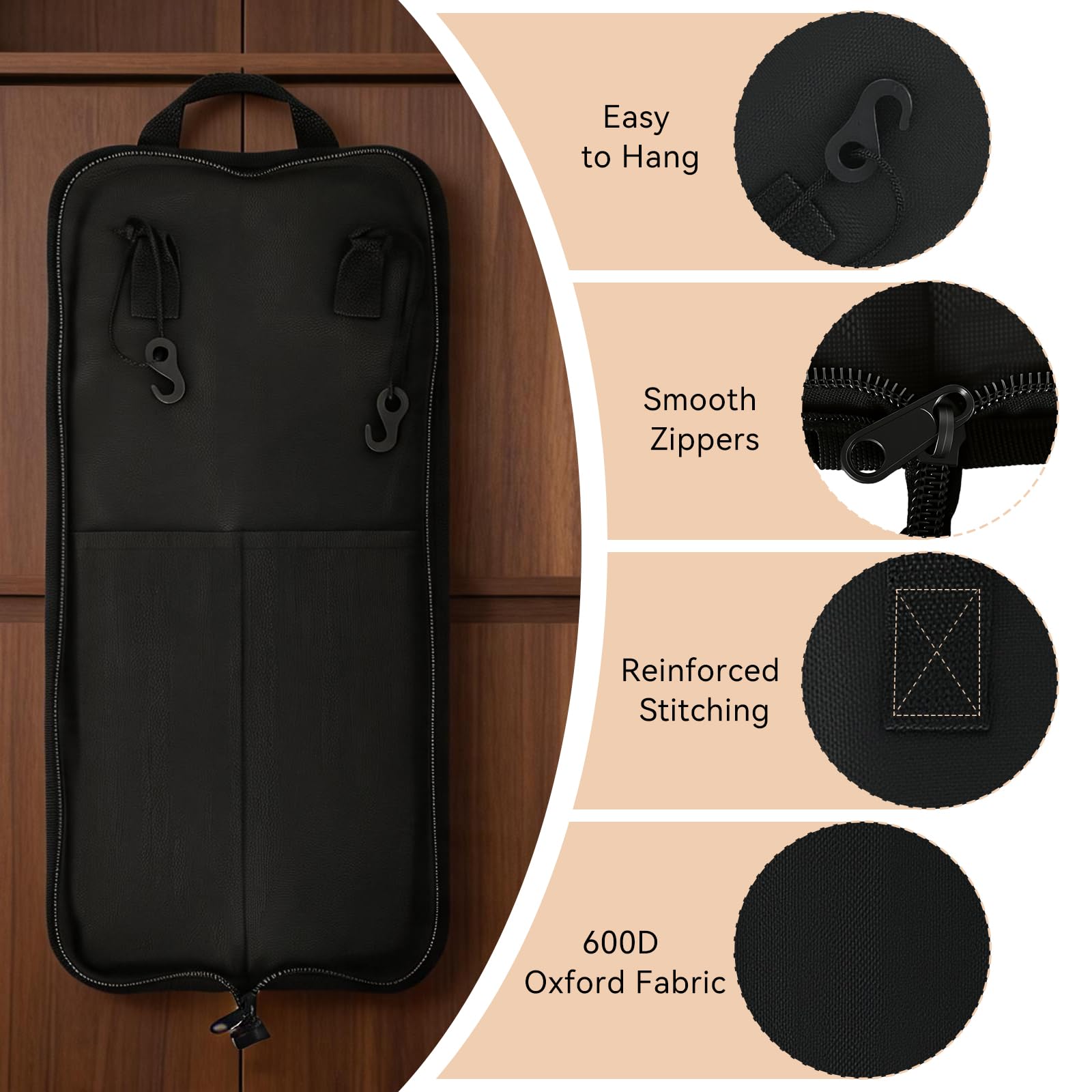Il set include 5 paia di bacchette per batteria, set di pennelli con custodia portatile, accessori per strumenti a percussione, per esercitazioni di batteristi acustici, rock band, studenti