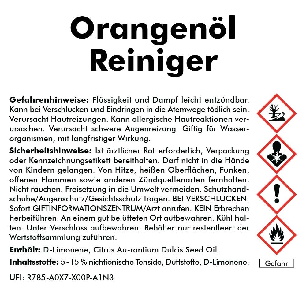 4 x 500 ml aceite de naranja (7749.4) – Limpiador de resina de árboles, eliminador de manchas de cera