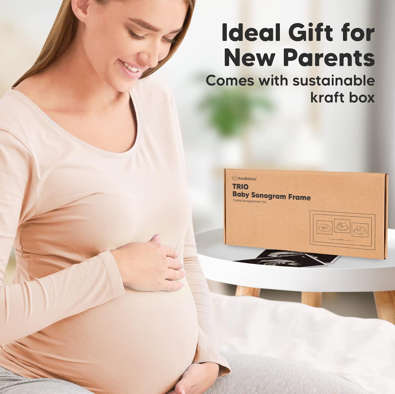 Keababies Sonogram Picture Frame and First 5 Years Baby Memory Book Journal - Trio Ultrasound Picture Frames For Mom To Be Gift - 90 Pages Hardcover First Year Keepsake Milestone Baby Book