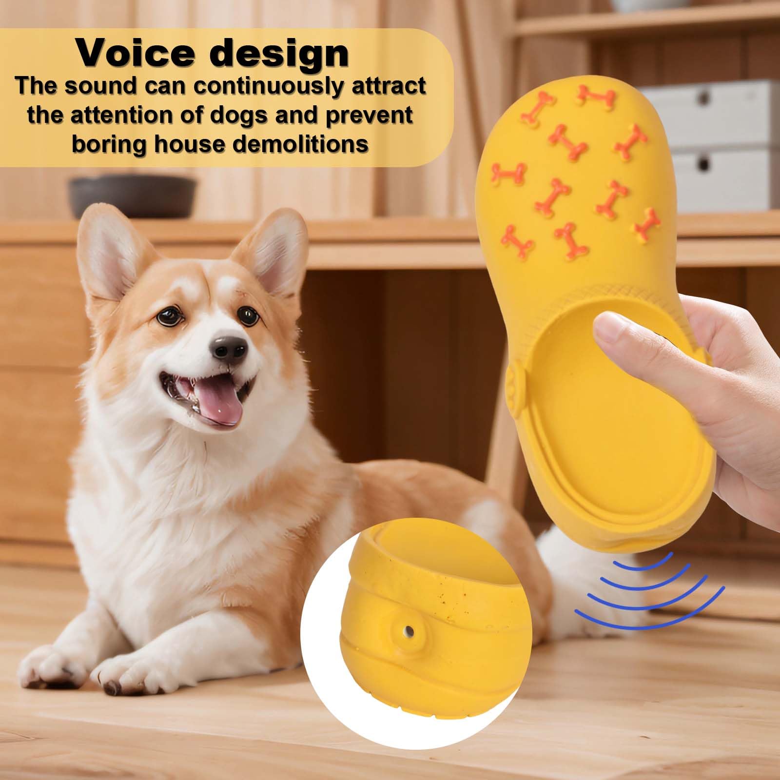 DEARBAG Squeaky Interactive Dog Toys, Latex Chew Dog Toy Slipper Shape - Image 4
