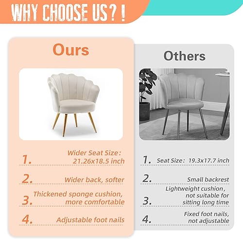 Miniatura 6 de Alunaune Silla decorativa de terciopelo de mediados de siglo, silla de tocador tapizada para sala de maquillaje, moderna silla con brazo de barril