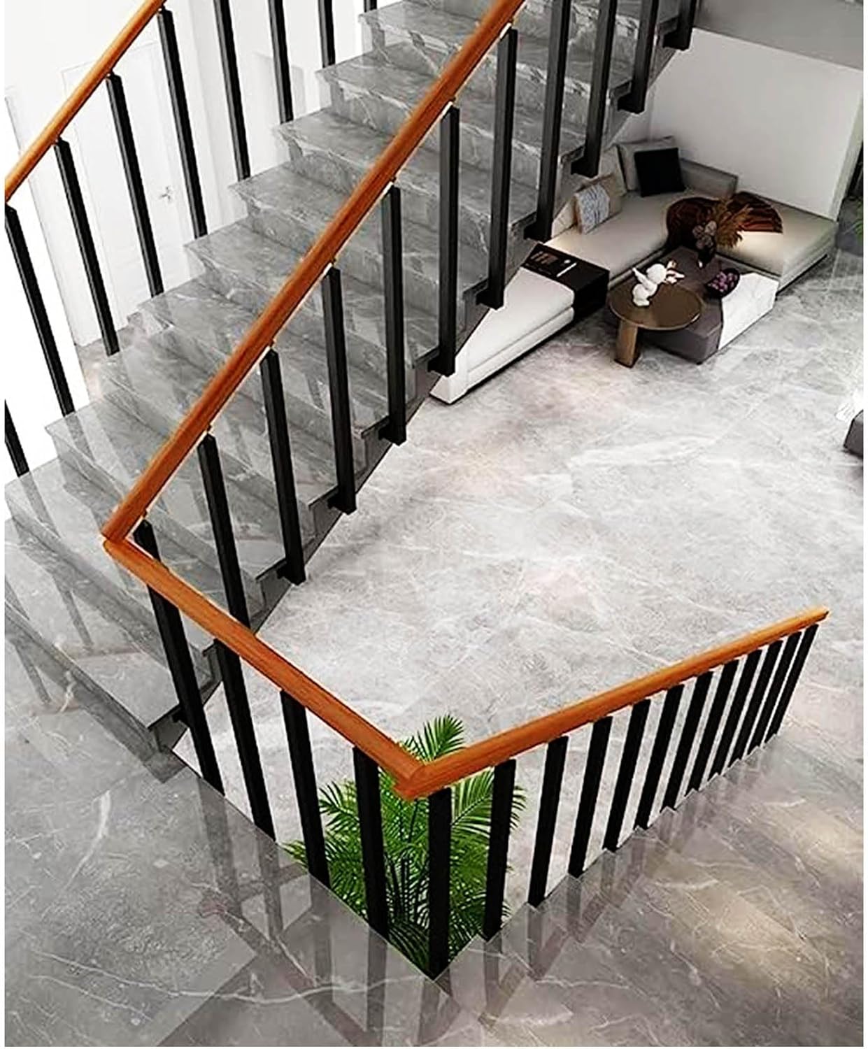 Black Square Stair Baluster Post,270° Adjustable Side Mount Metal Spindles,Indoor Railing Kits with Screws Kit,Banister Column for Residential/Hotel/Office(Size:95cm/37.4in,Color:1 Pack)