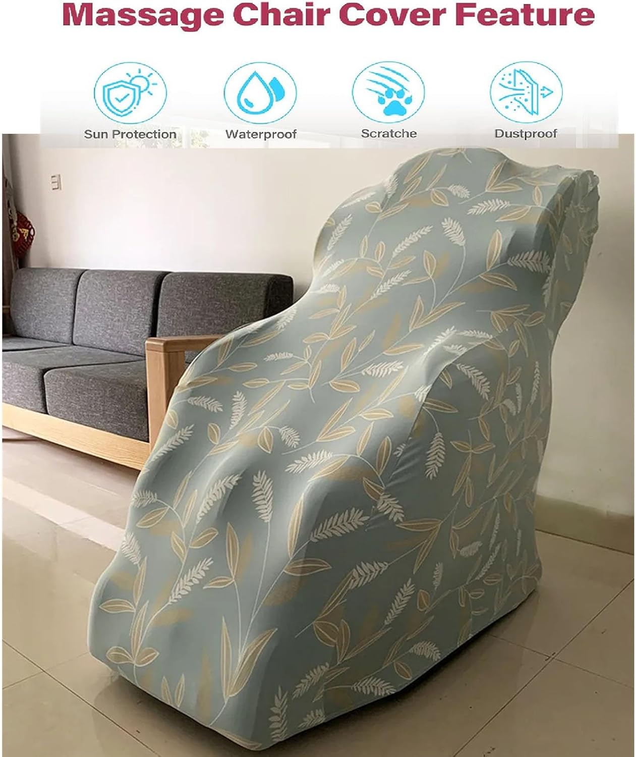 Stretch Massage Chair Cover Elastic Full Body Cover Home Furniture Back Backrest Electric Massage Chair Cover Case Chair Covers Dust Covers Removable Shield,Storage,Machine Washable(LIGHT GRAY,Medium)