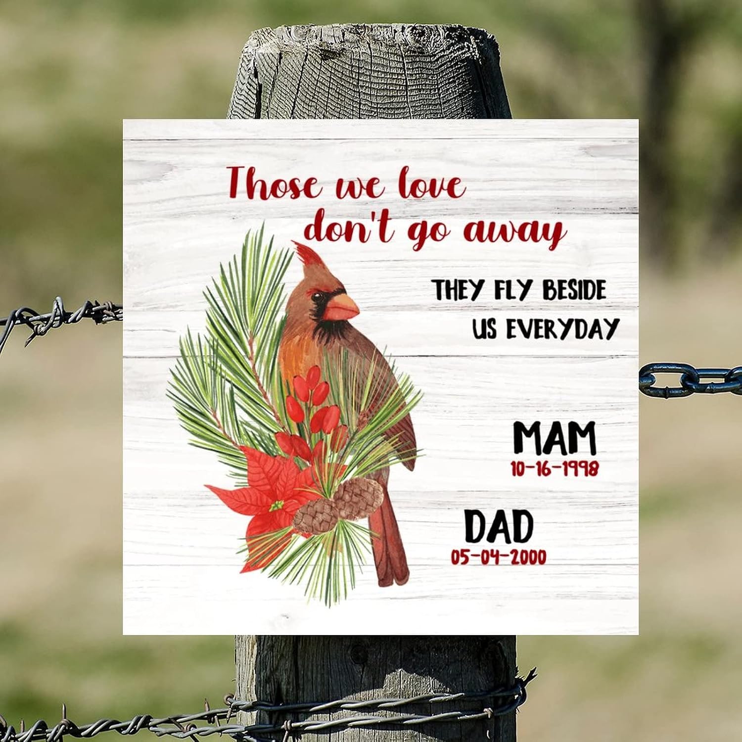 Those We Love Don't Go Away Wood Sign Rustic Custom Mom Dad Date Wood Plaque Holy Night Wall Art Hanging Farmhouse Decoration Plaque For Home Bedroom Living Room Bathroom Housewarming Gift 16x16in