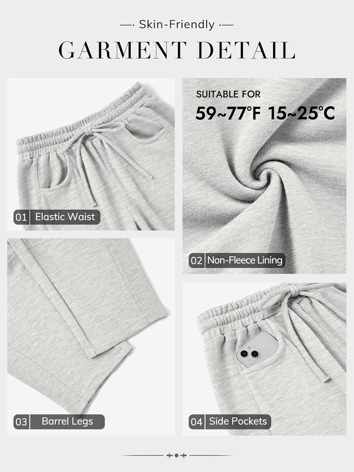 ATHMILE Barrel Sweatpants Women Fall Fashion Wide Leg Pants 2026 Baggy Lounge Comfy Flowy Sweat Pants with Pockets - Image 6