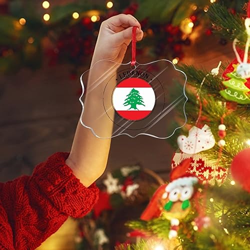 Vista 39 de Bandera nacional de Kuwait, decoración de árbol de Navidad de acrílico, adorno de recuerdo de la ciudad, adorno colgante para árbol de Navidad