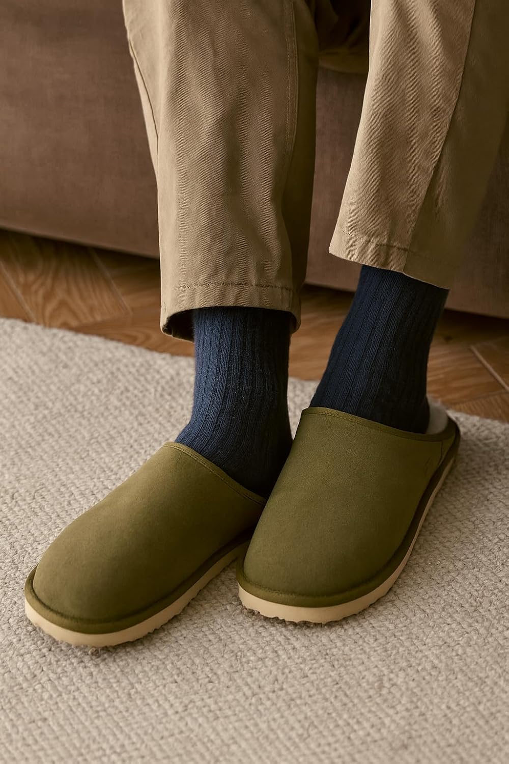 Project Cloud Mens Slippers 100% Genuine Leather and Genuine Shearling Lining – House Slippers for Men with Memory Foam Insole – Lightweight & Non Slip Mens House Shoes - Image 2