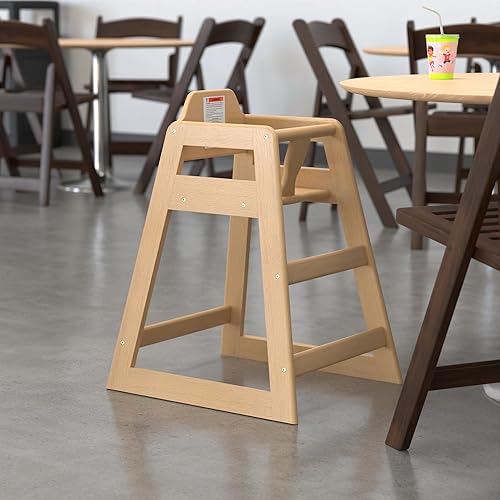 Vista 2 de Silla alta de madera natural para bebés y niños pequeños - Viaje portátil - Trona de madera de restaurante a la mesa, asiento plegable para niña