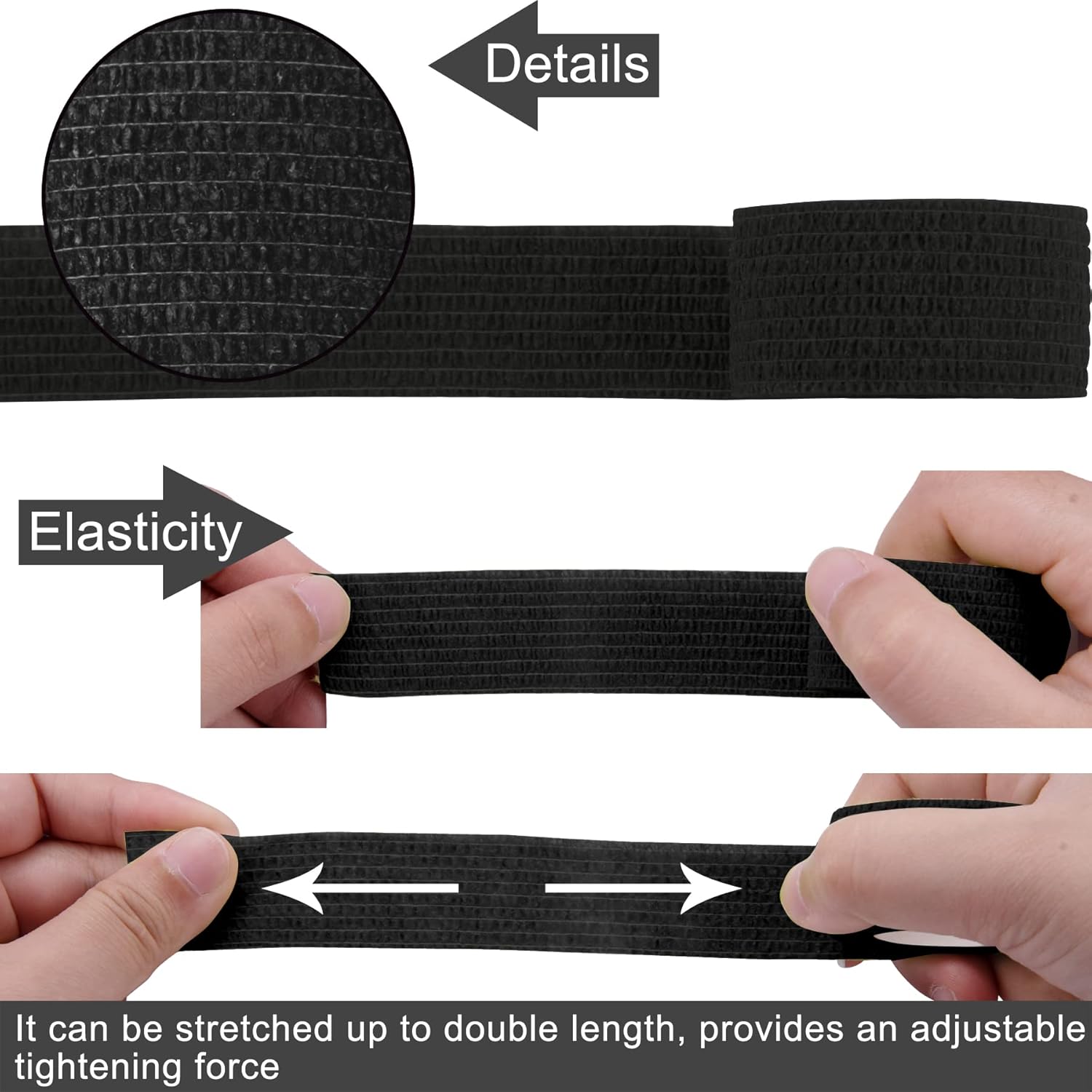 BQTQ 120 Rolls Self Adhesive Bandage Wrap 1 Inch x 5 Yards Black Athletic Tape Self Adherent Wrap Stretch Bandages Self Stick Bandage Wraps Tape for Wrist Ankle Swelling Sprains