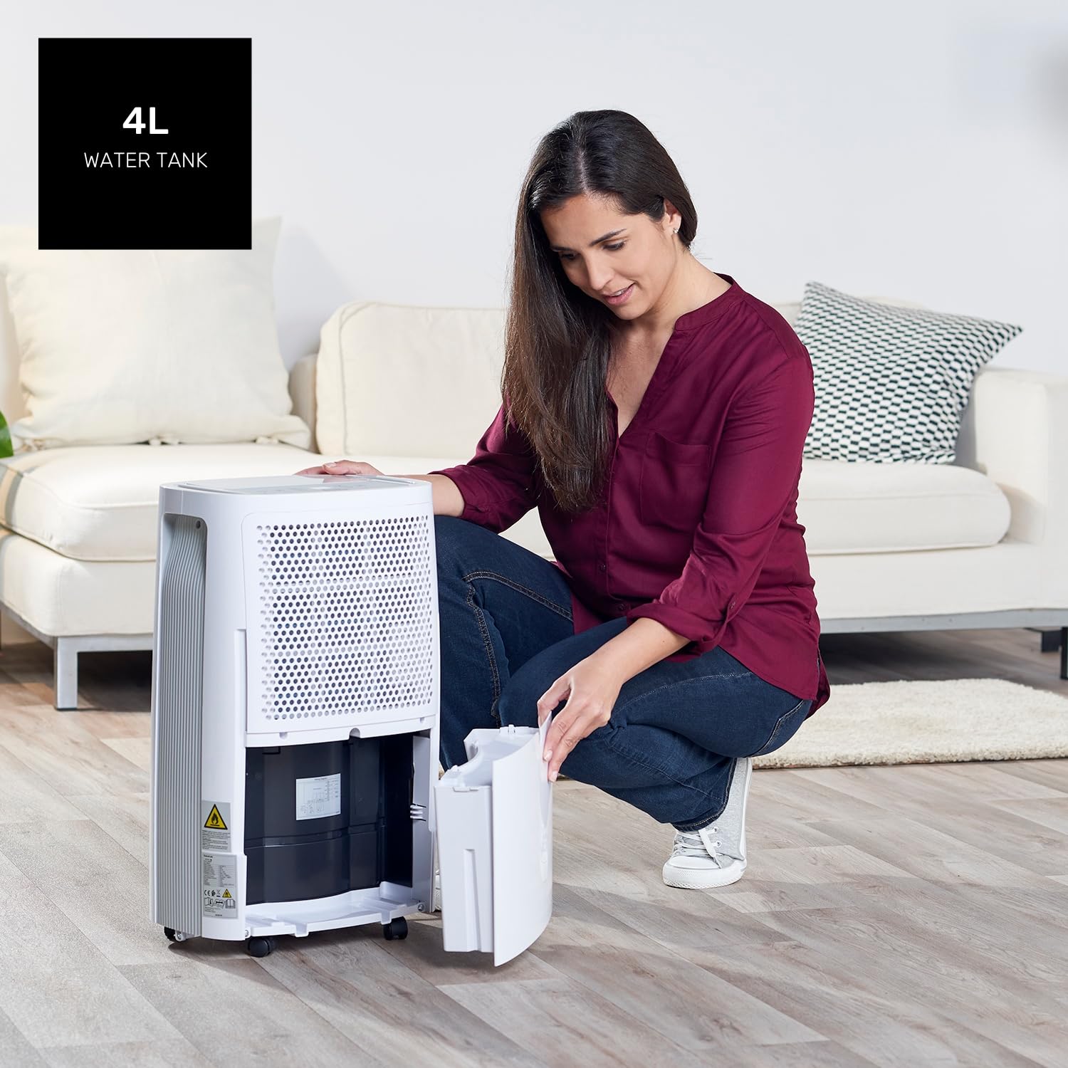 Taurus Pleasant - Deshumificador con nivel humedad, 22l/24h, superficies máx.45 m², temporizador, 2velocidades, silencioso, refrigerante R290, filtro extraible, indicador depósito lleno, ruedas, 340W