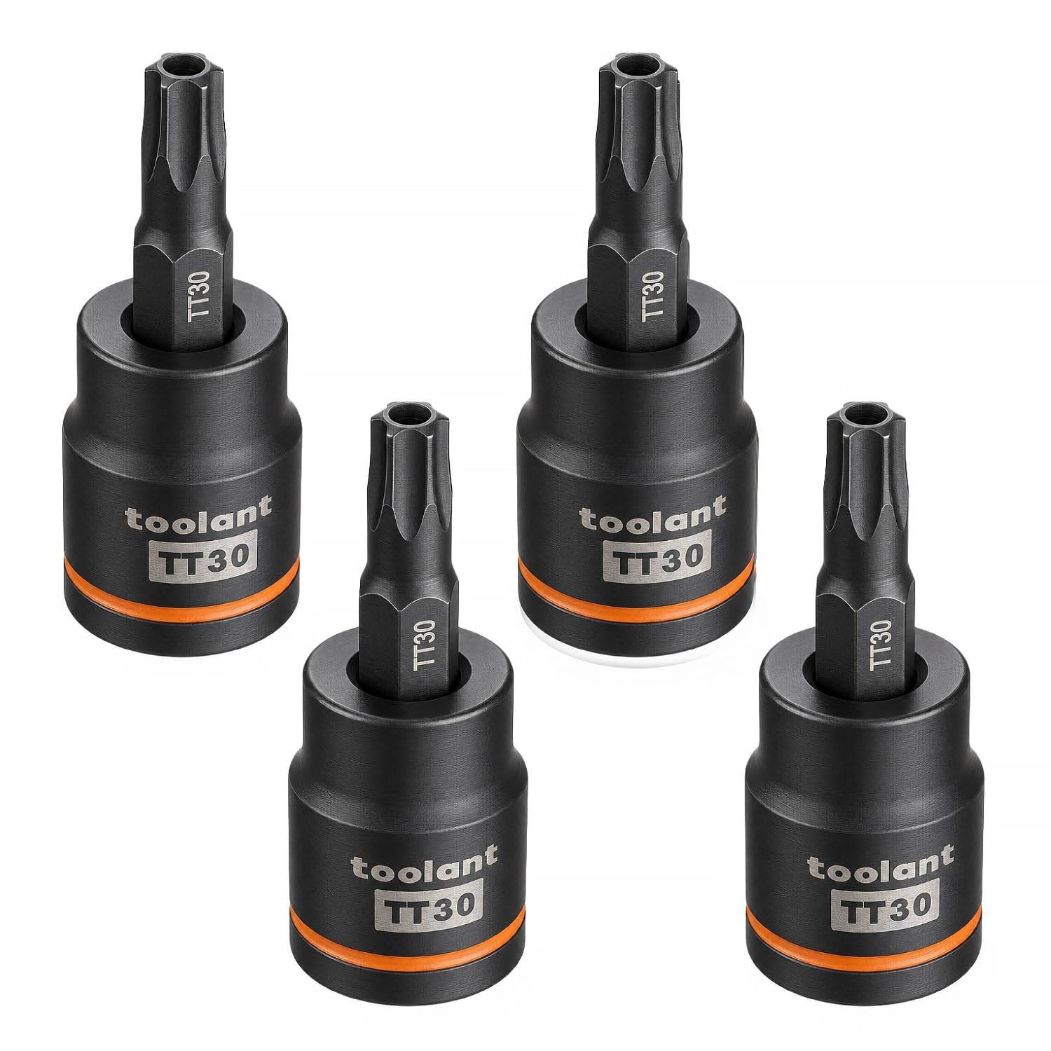 toolant Torx T30 Impact Bit Socket Set 4pcs, 3/8" S2 Steel Air Drive Star Sockets, Long High Impact Bits, Professional Mechanic & Automotive Repair Socket Set