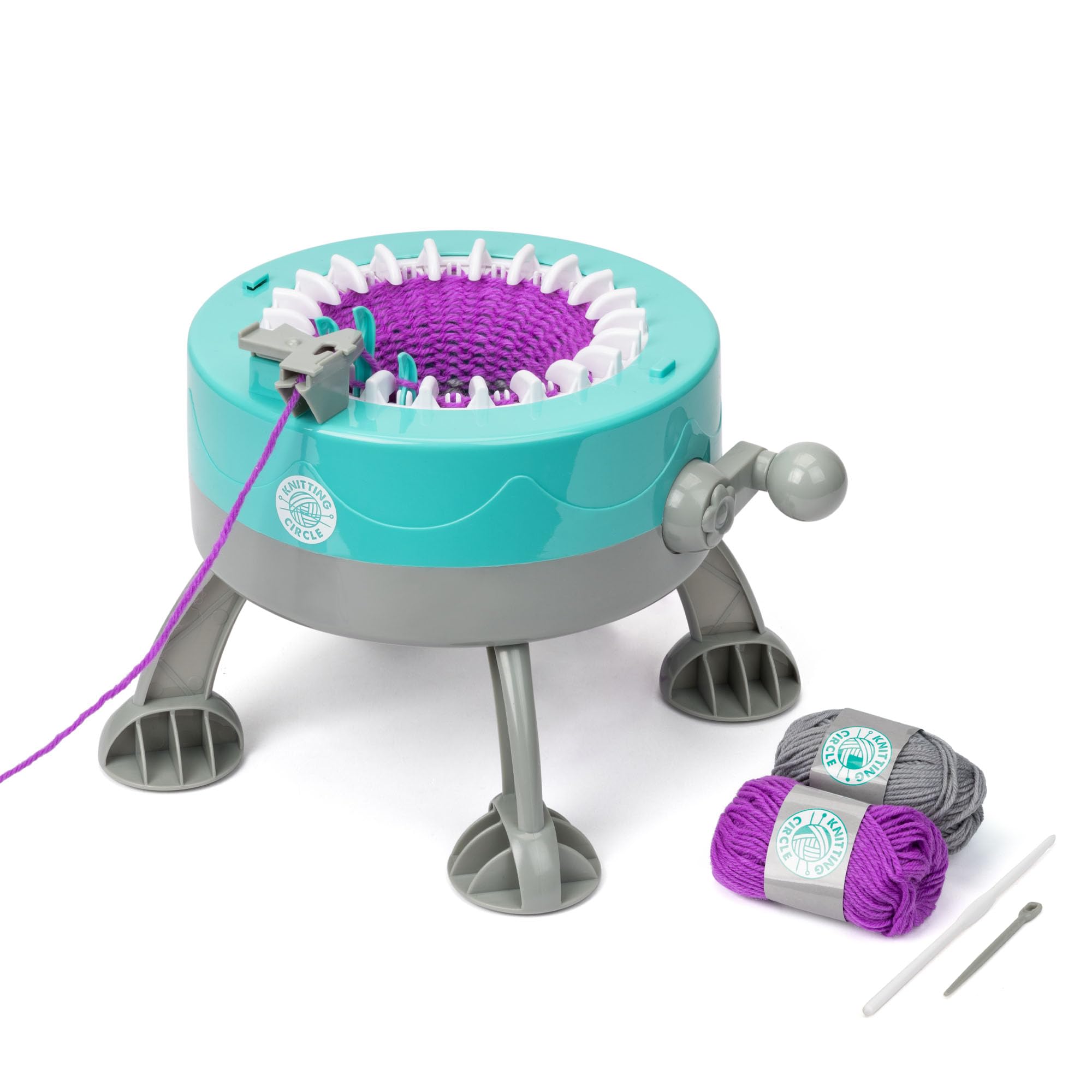 Station for Kids | Kids Craft Kit for Beginners, Small Knitting Machine, Knit Gloves Hats and Scarves with Two Coloured Yarns