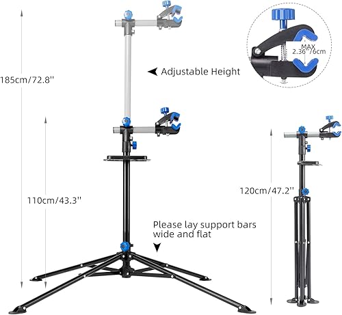 Miniatura 3 de ROCKBROS Soporte de reparación de bicicletas, soporte de mantenimiento de bicicletas, soporte de bicicleta para mantenimiento de altura ajustable