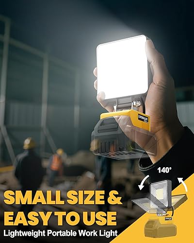 Miniatura 8 de LIVOWALNY Luz de trabajo LED de 20 V para batería Dewalt 20 V Max, reflector inalámbrico de 27 W 2700LM con puerto de salida USB y tipo C, linterna