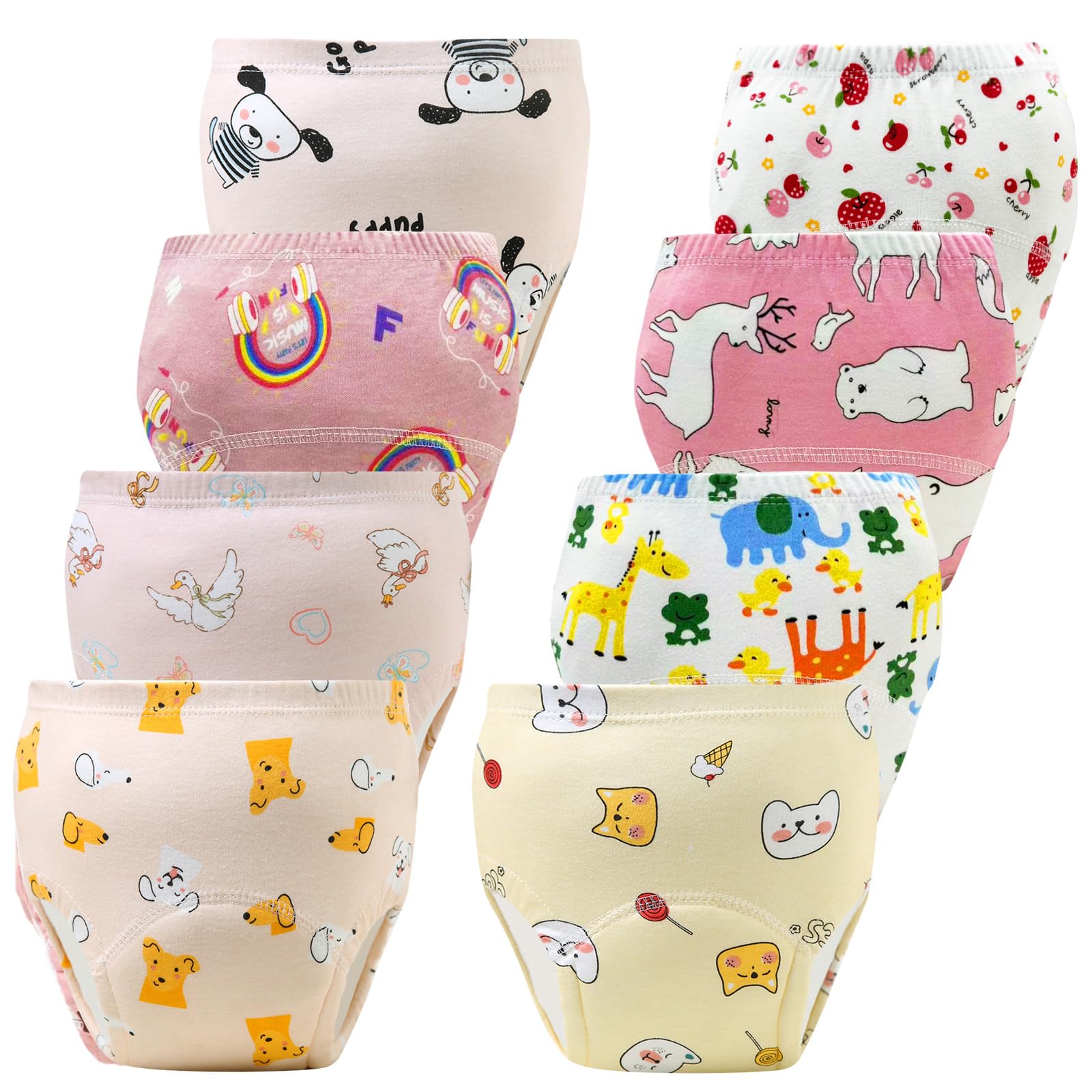 Upairy Training Pants for Boys Girls,Toddler Potty Training Underwear,Leakproof Reusable Kid Confident Panties,Children's Potty Underwear 100% Cotton for 2T-6T(8PCS,S) - 2