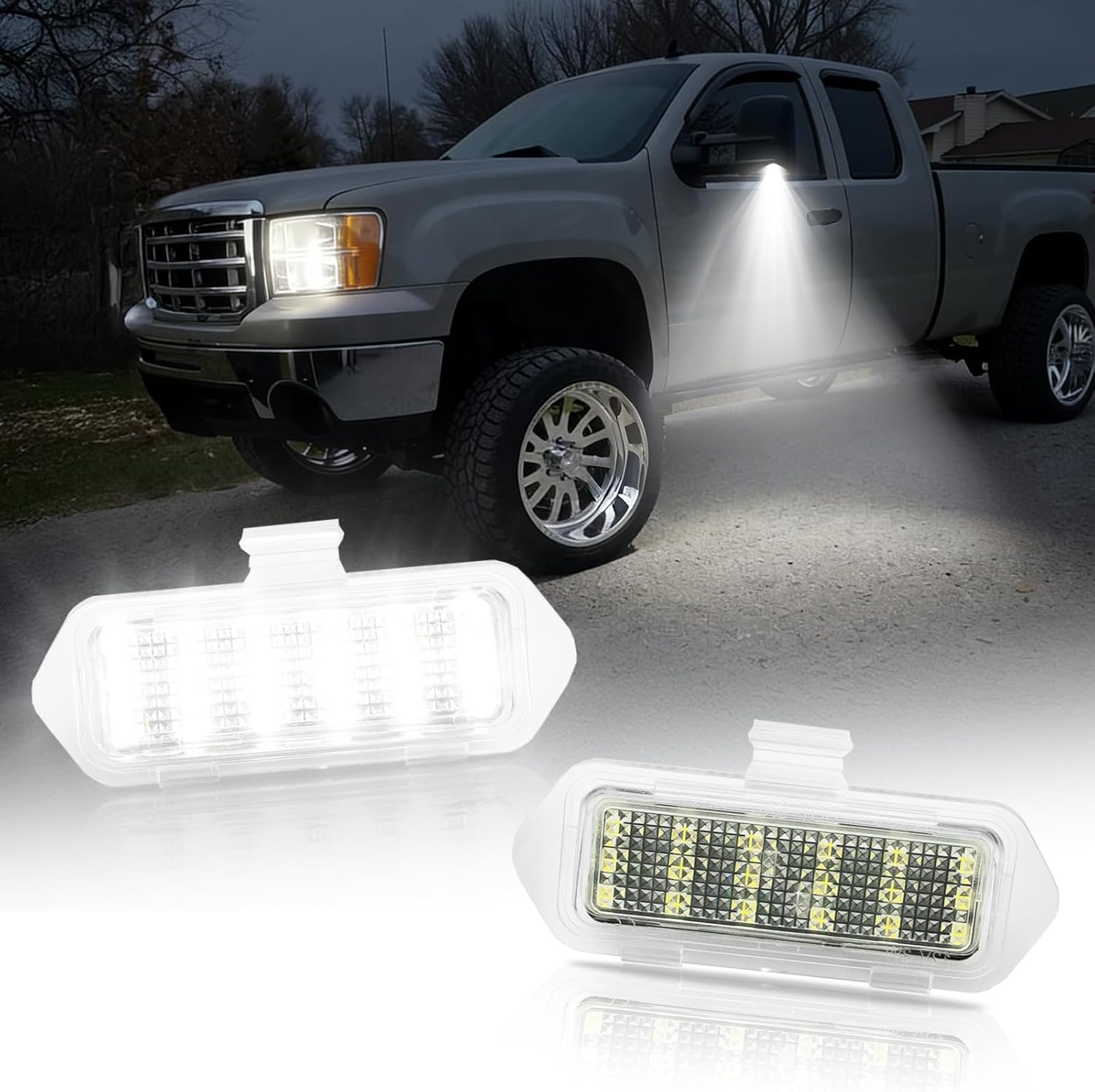 AUTOONE LED Marker Puddle Mirror Lights for Chevy Silverado 1500 Classic Avalanche 1500 2500, GMC Sierra 1500 Classic, Yukon XL 1500 2500, Cadillac Escalade/Escalade ESV EXT, 6500K Cool White, 2PCS