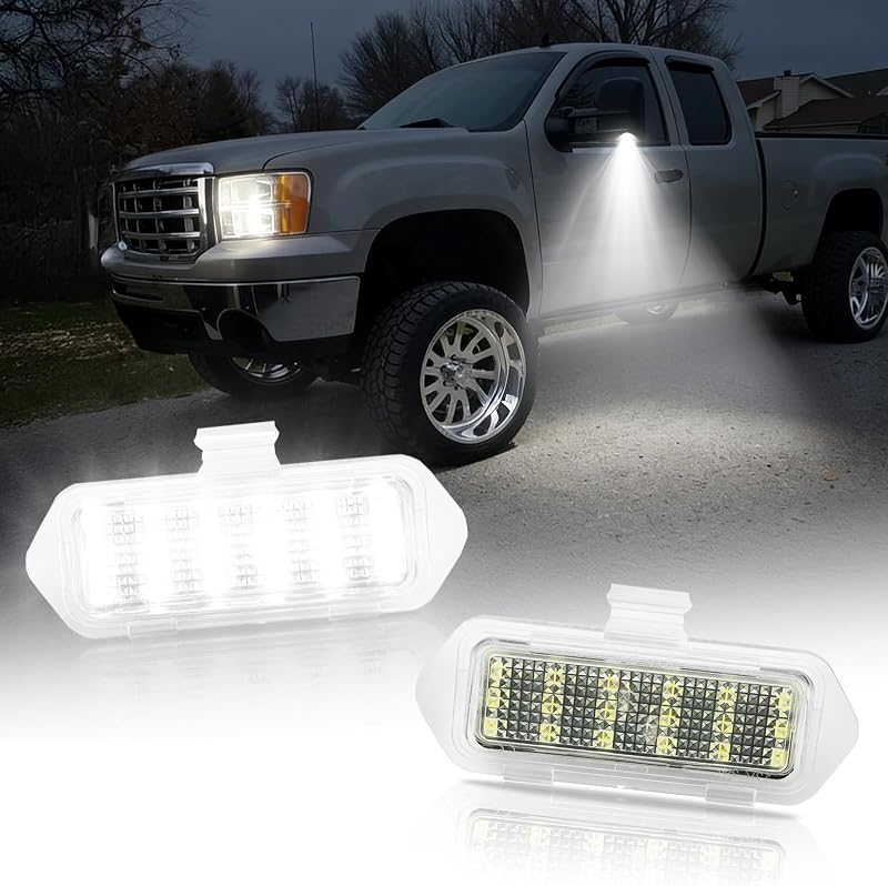 Luzes LED de iluminação sob o espelho AUTOONE para Silverado, Avalanche, Sierra, Yukon e Escalade – 2 unidades